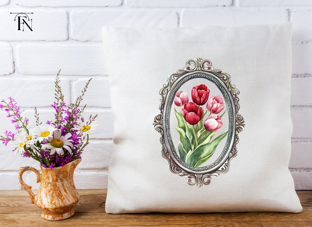 Vintage Tulip Bouquet Frame Clipart Bundle