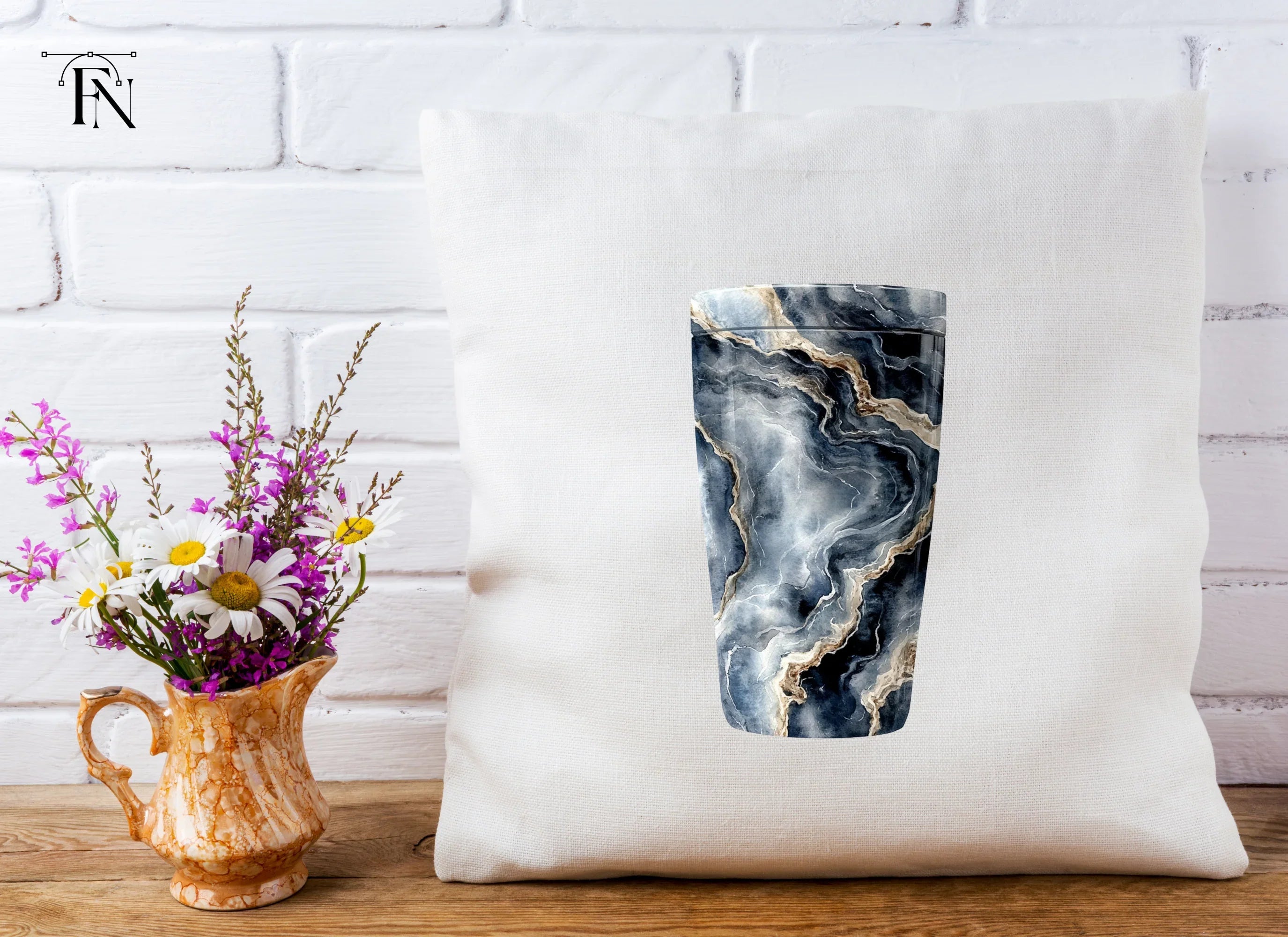 Black Kintsugi Marble Tumbler Clipart Bundle