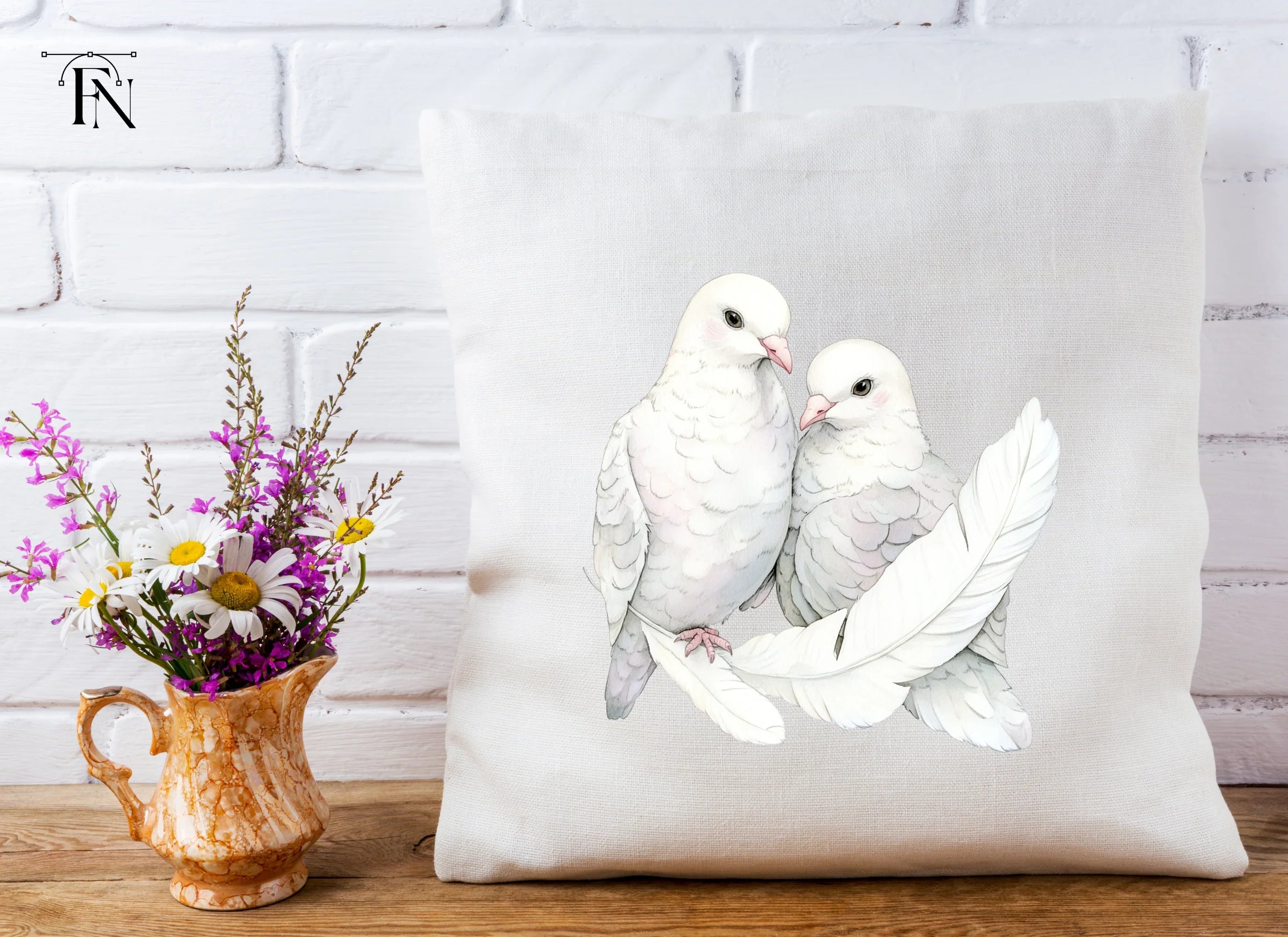 White Doves Feathers Clipart Bundle