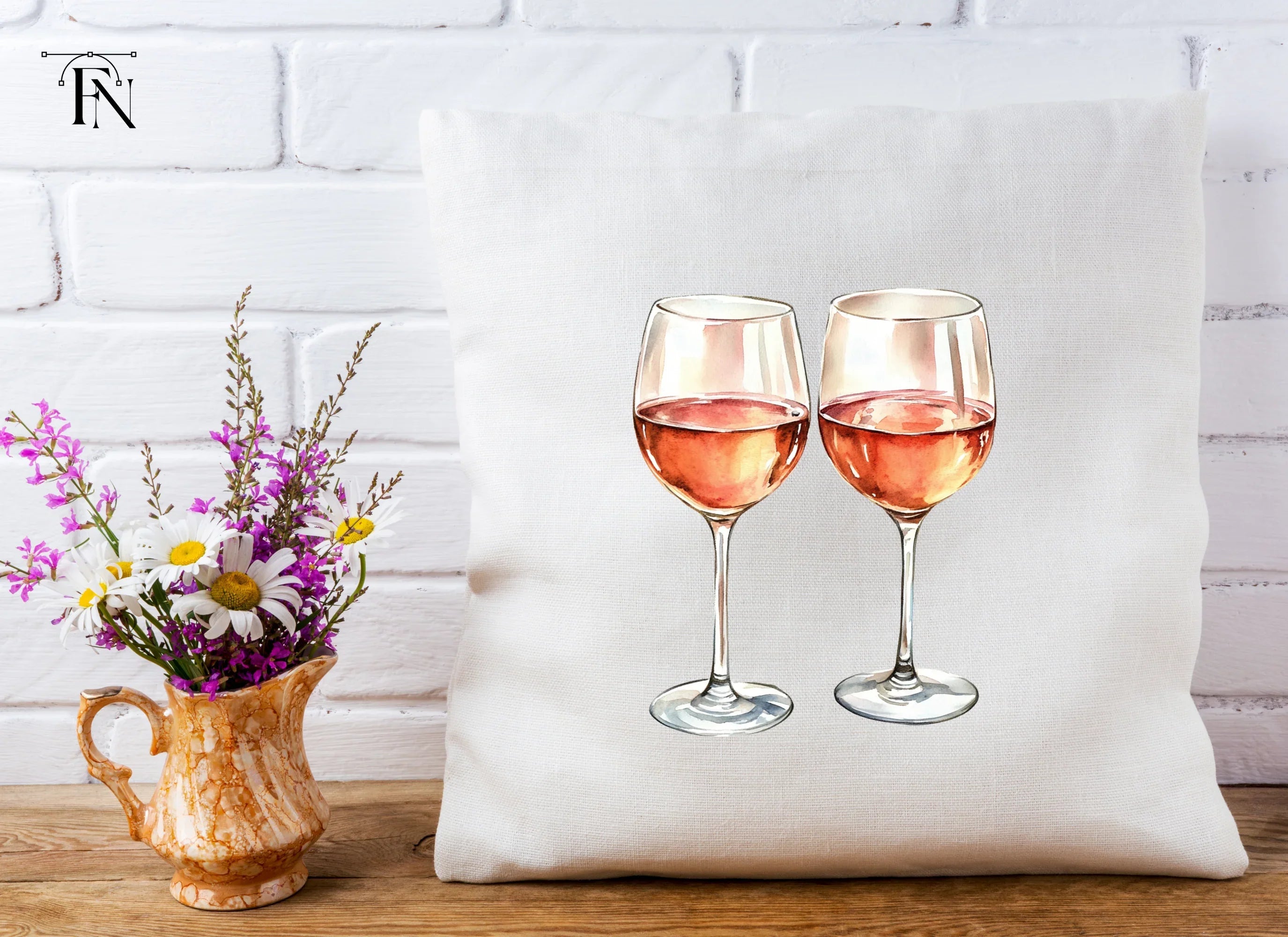 Two Glasses of Rose Wine Clipart Bundle