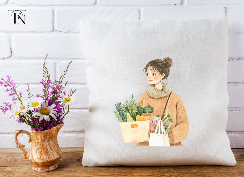 Girl With Groceries Clipart Bundle