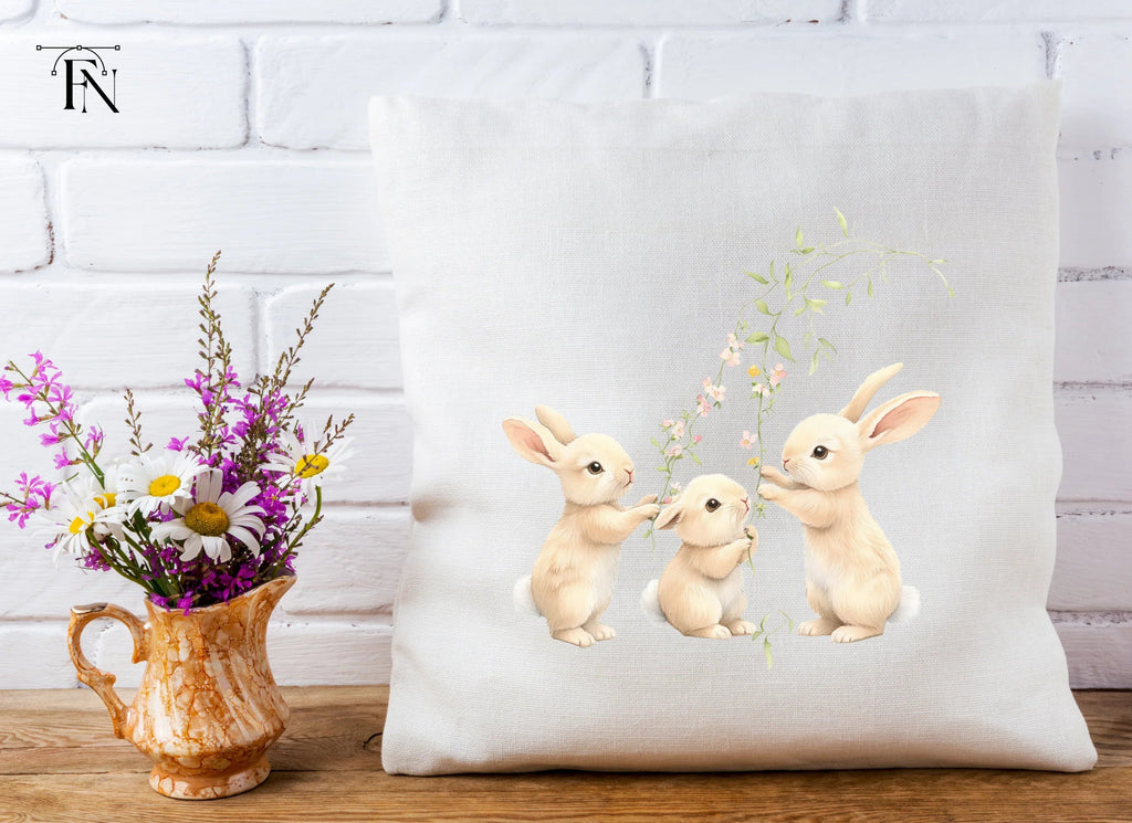 Baby Bunnies with Floral Vines Clipart Bundle