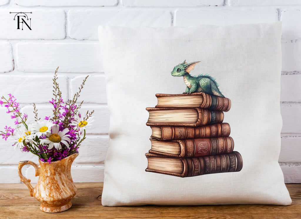Cute Baby Dragon on Books Clipart Bundle