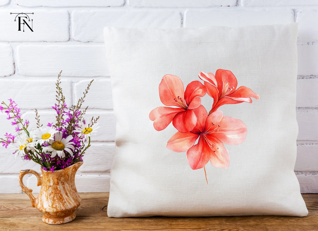 Red Geranium Flowers Clipart Bundle