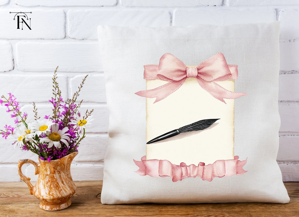 Elegant Quill and Pink Bow Clipart Bundle