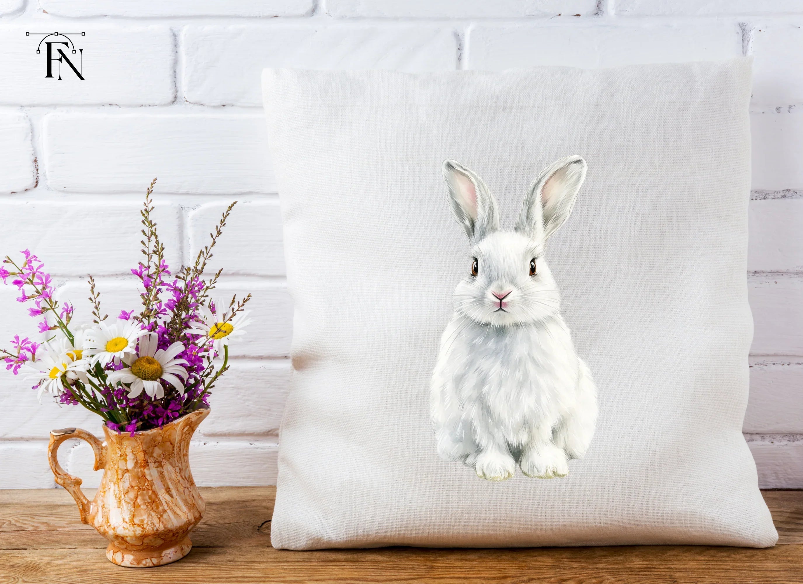 Cute White Rabbit Illustration Clipart Bundle