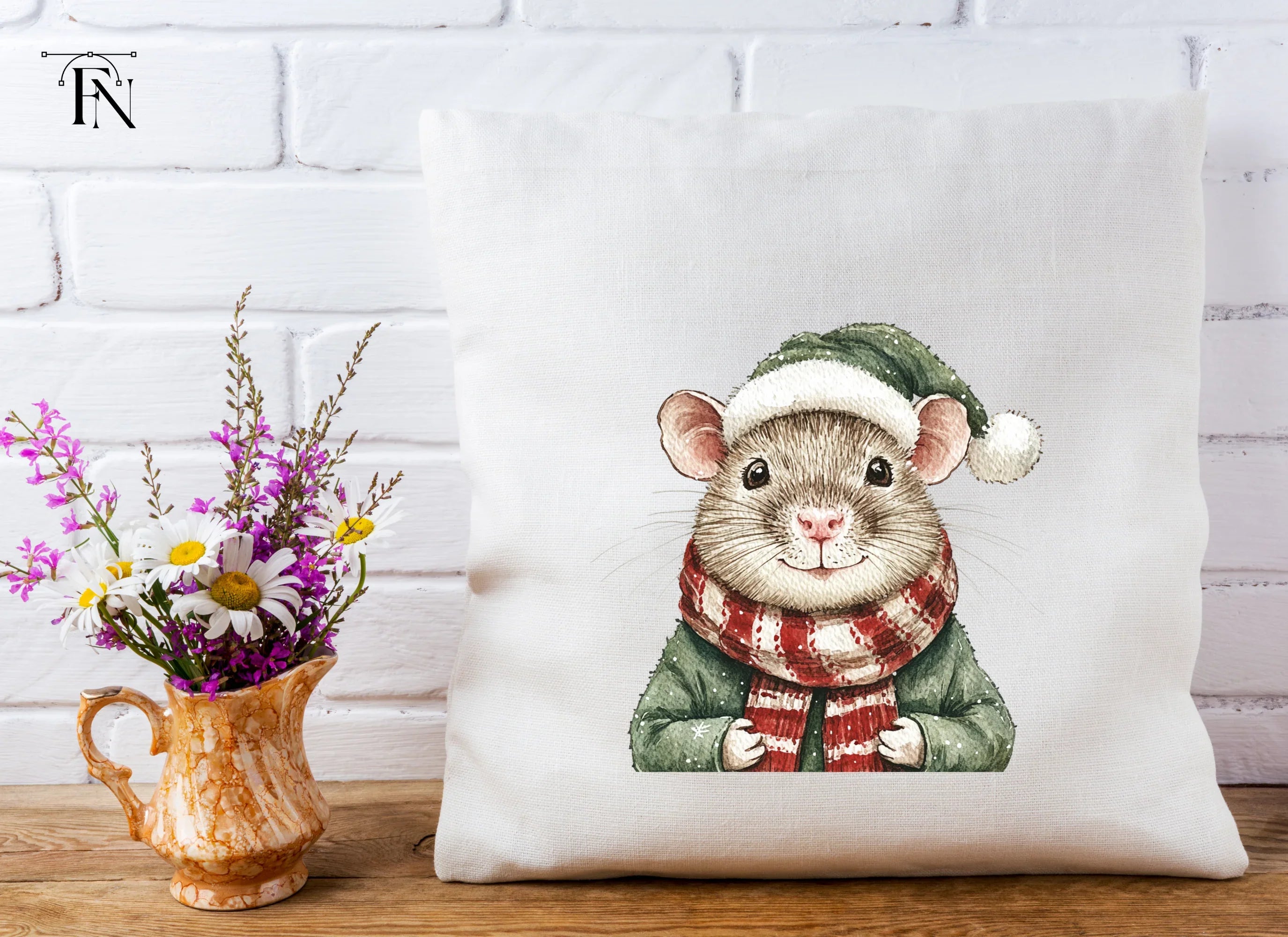 Cute Christmas Mouse Clipart Bundle