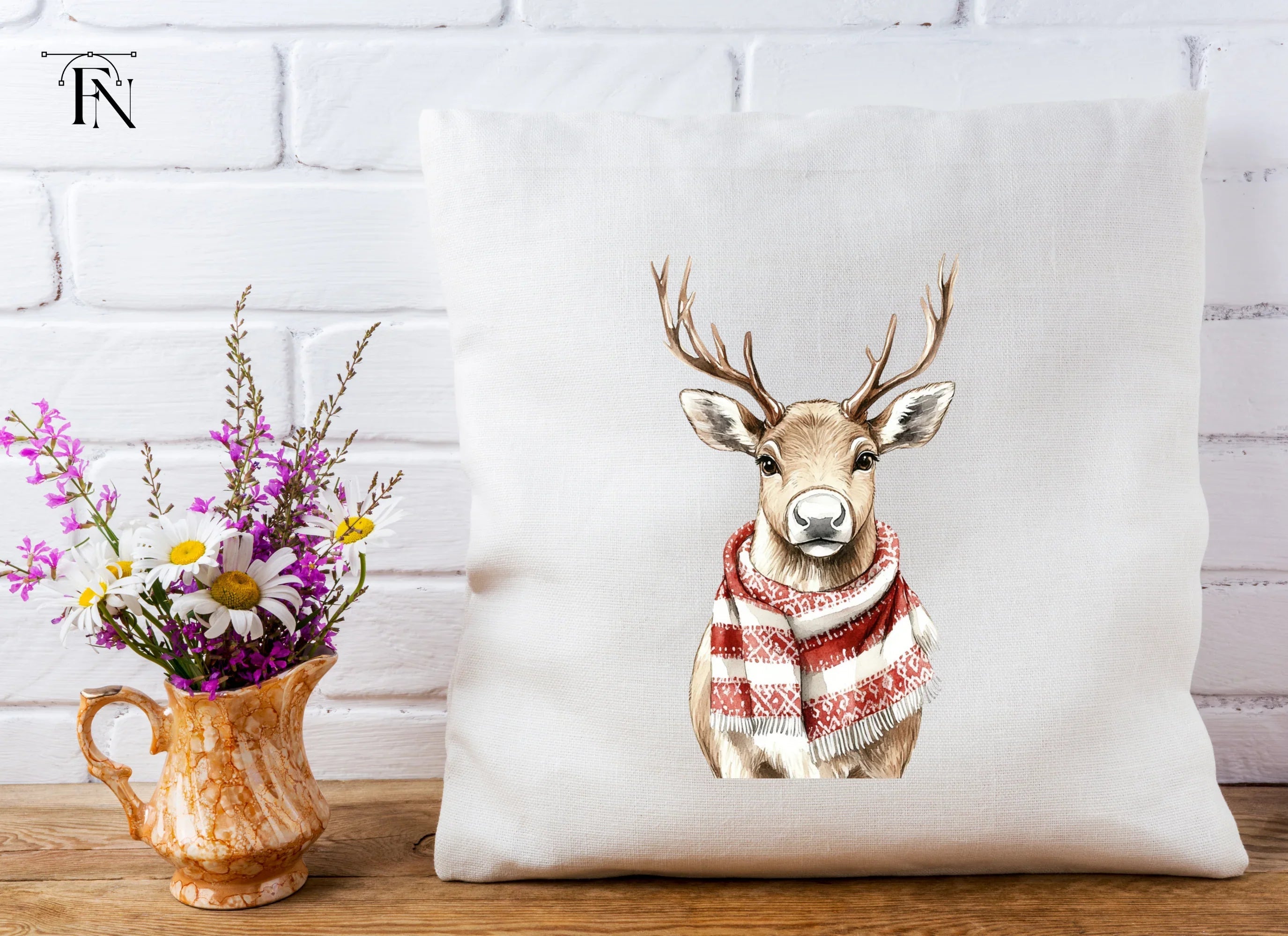 Cute Reindeer with Scarves Clipart Bundle