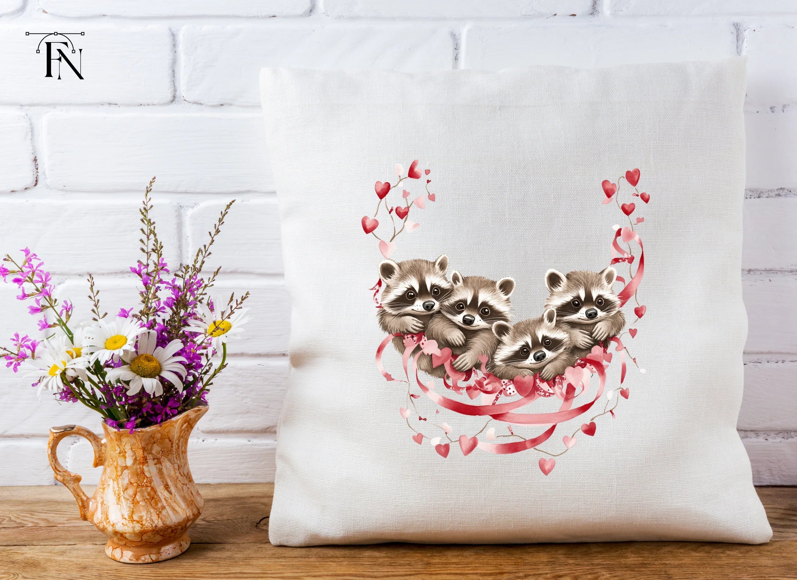 Cute Raccoon Family Valentine Clipart Bundle