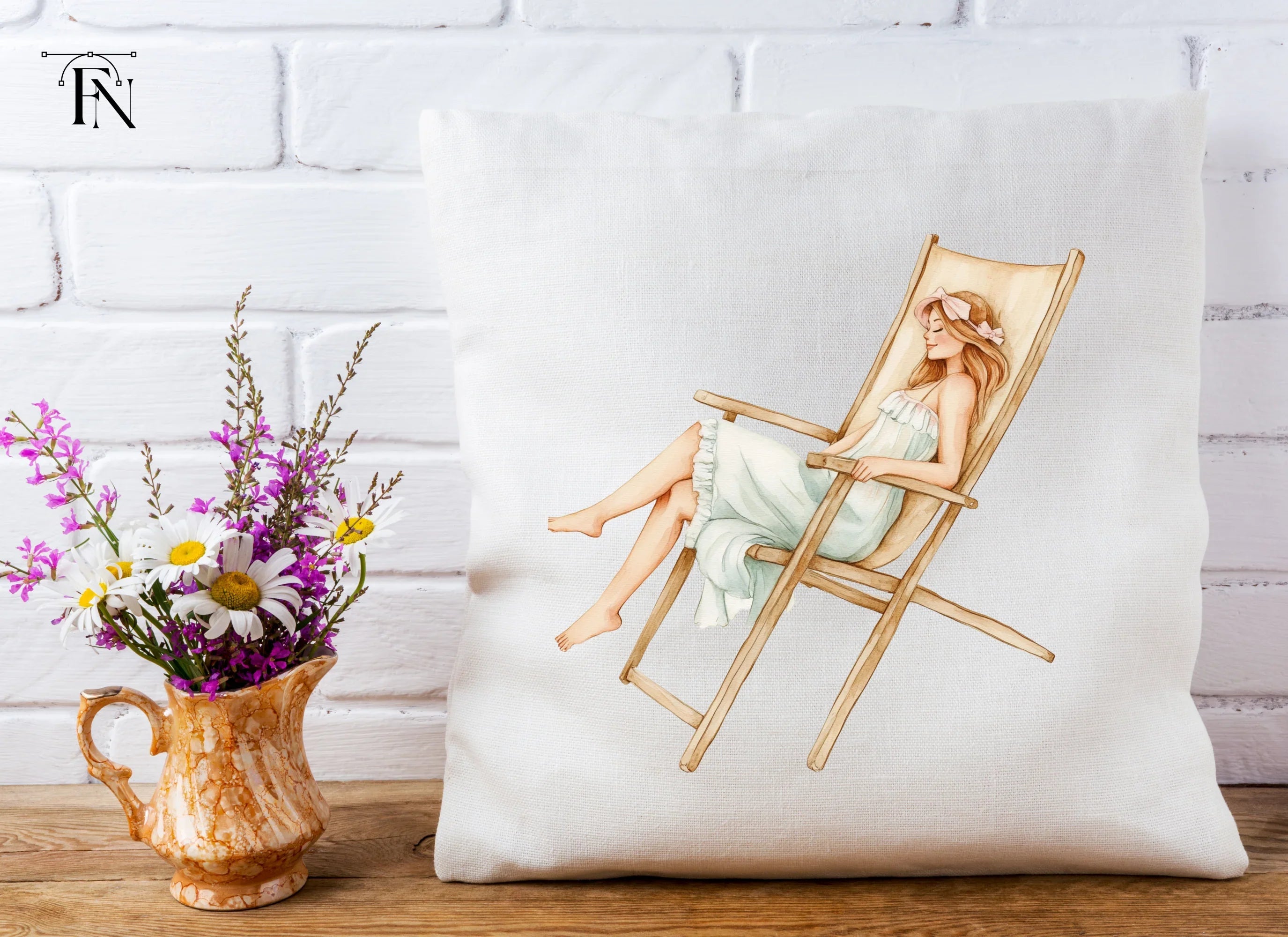 Relaxing Women on Beach Chairs Clipart Bundle