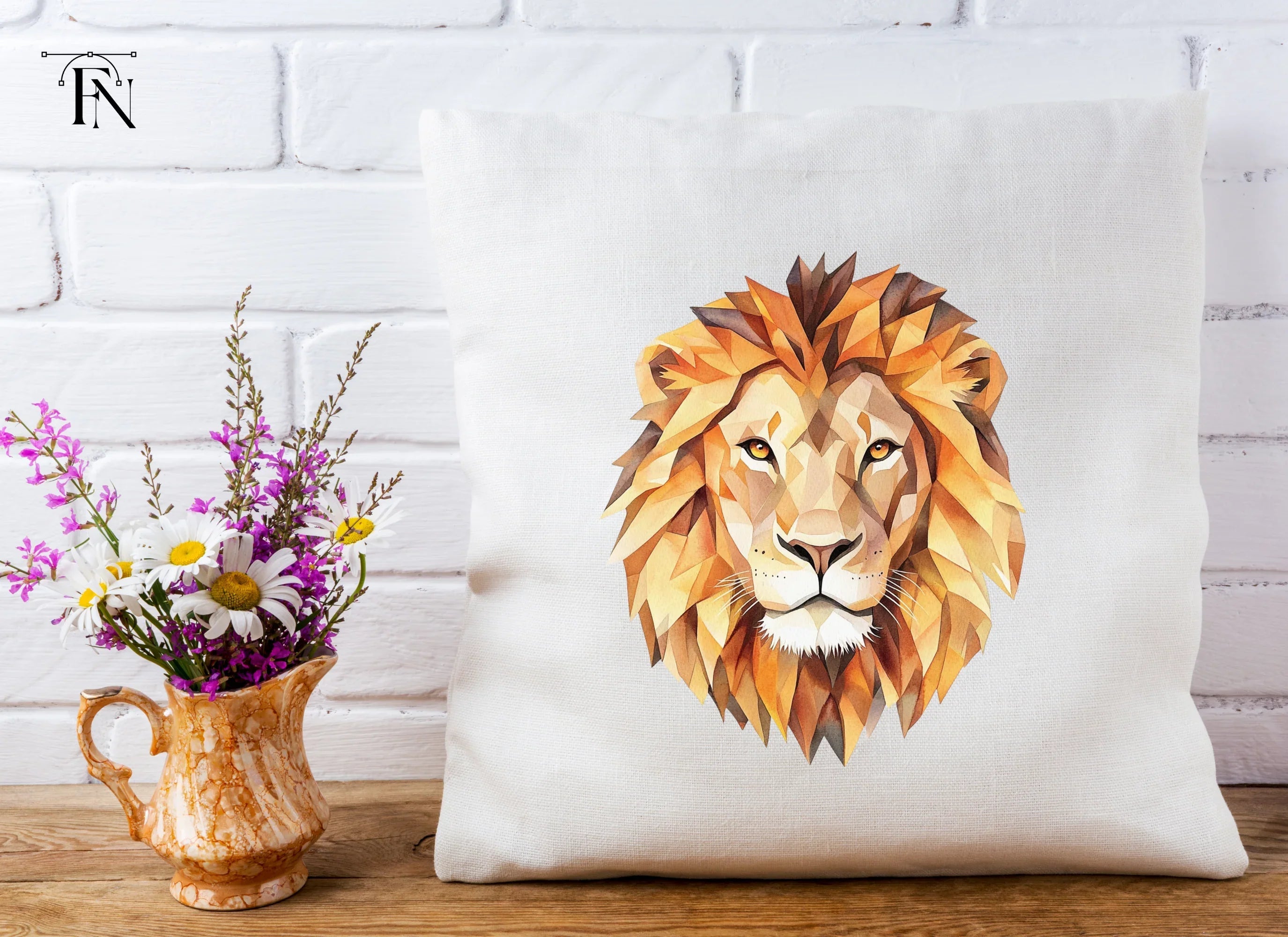 Geometric Lion Head Clipart Bundle