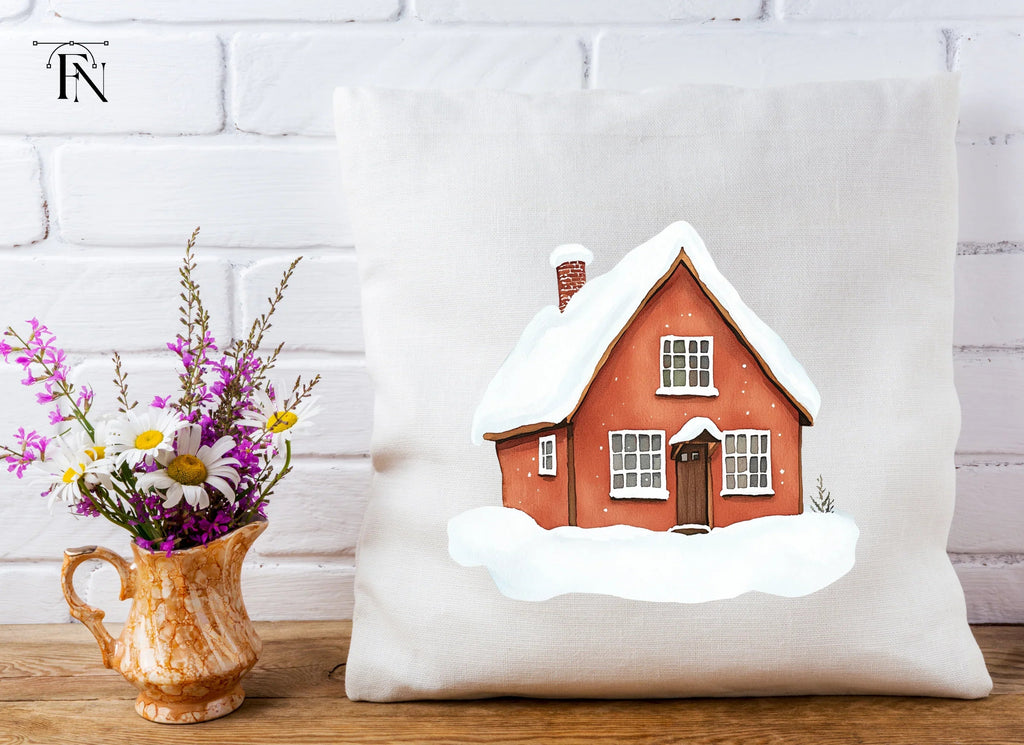 Red Winter House Clipart Bundle