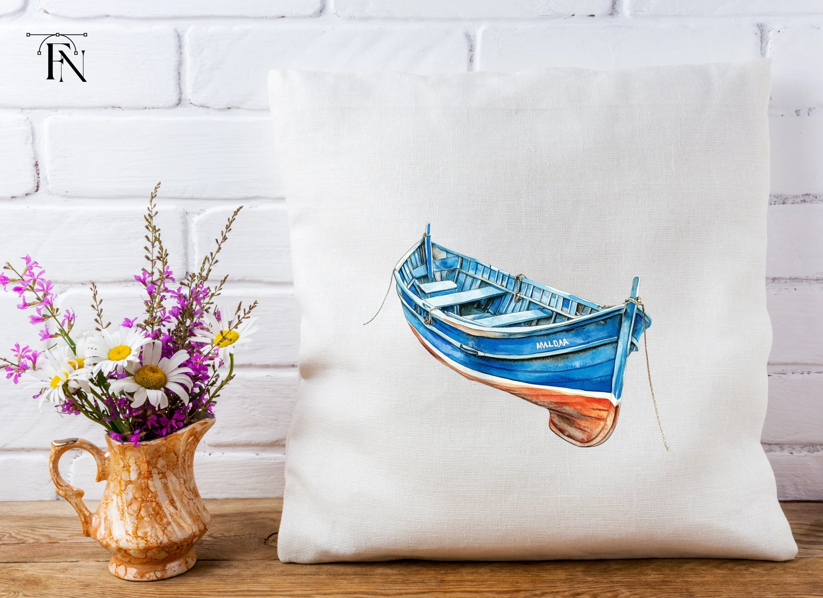 Blue Fishing Boats Clipart Bundle