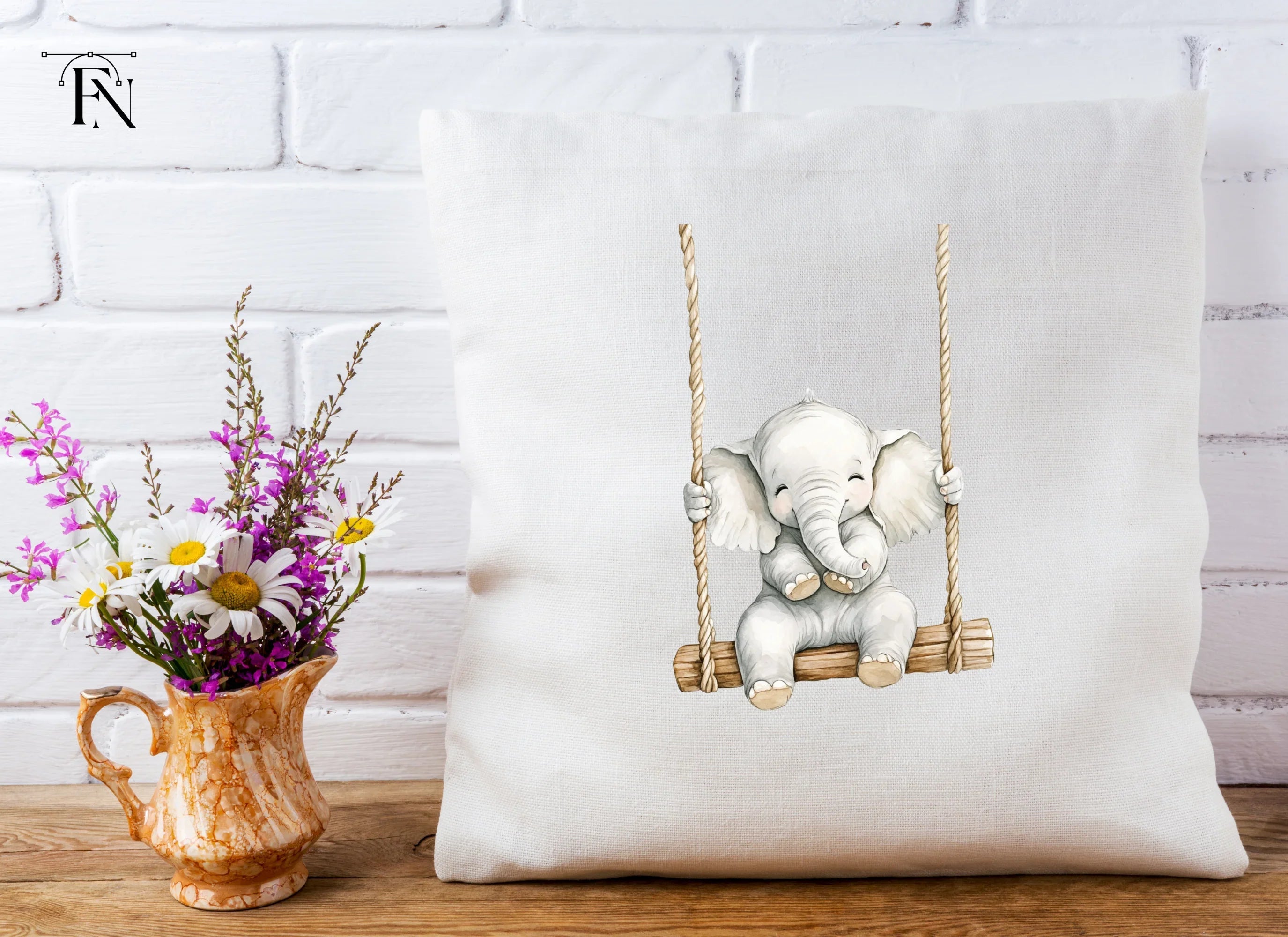 Swinging Baby Elephant Clipart Bundle