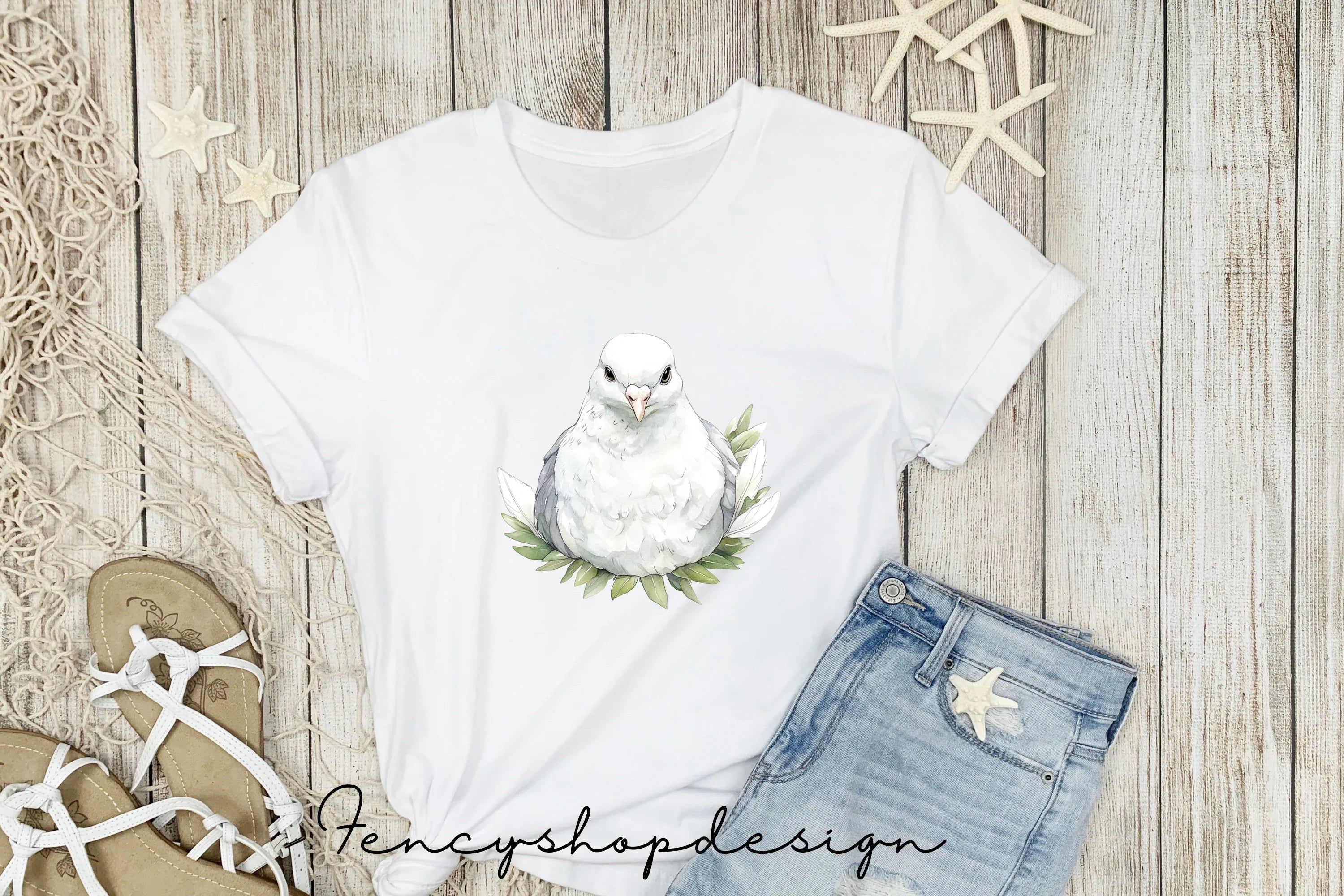 White Doves Olive Branch Clipart Bundle