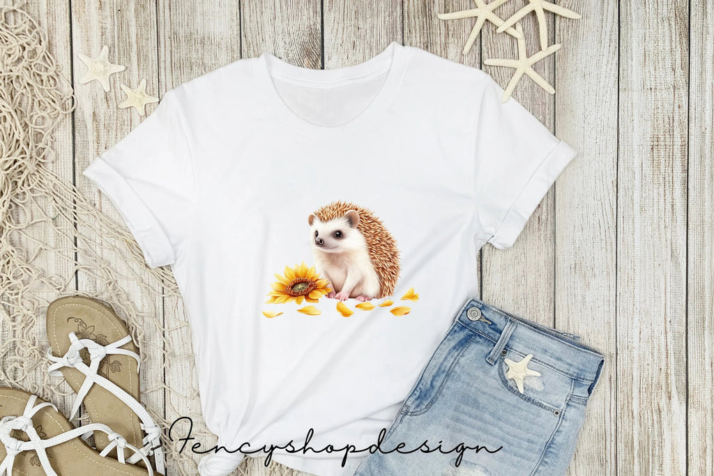 Cute Hedgehog Sunflower Clipart Bundle