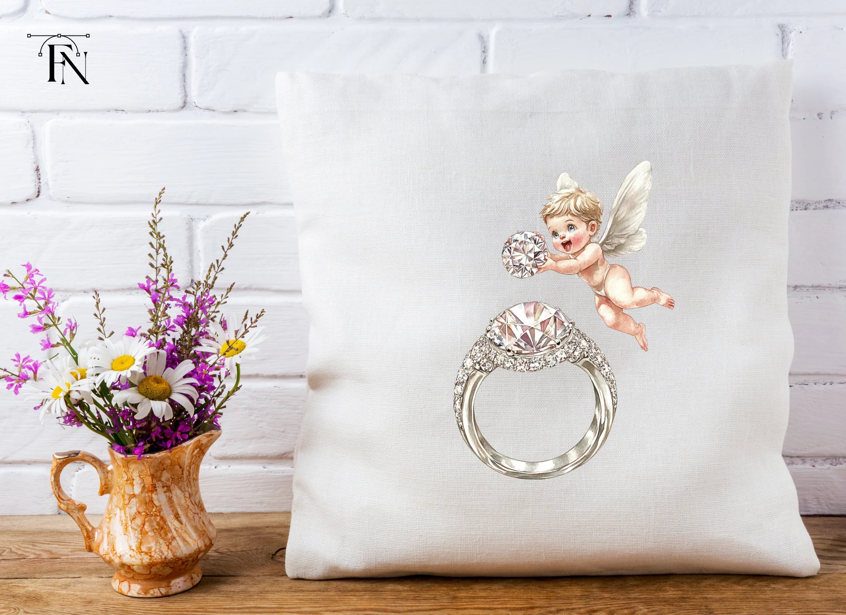 Diamond Ring and Cupid Clipart Bundle