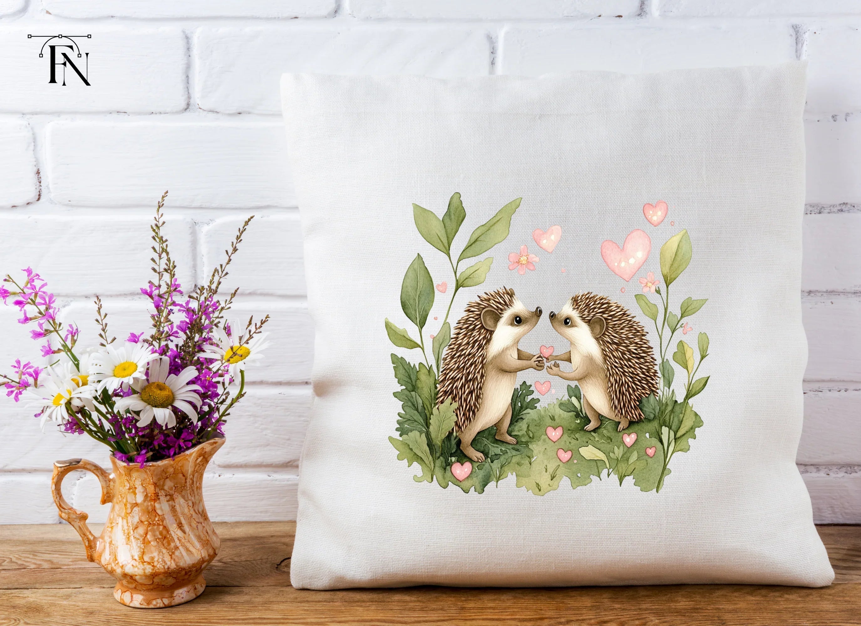 Hedgehog Love with Hearts Clipart Bundle