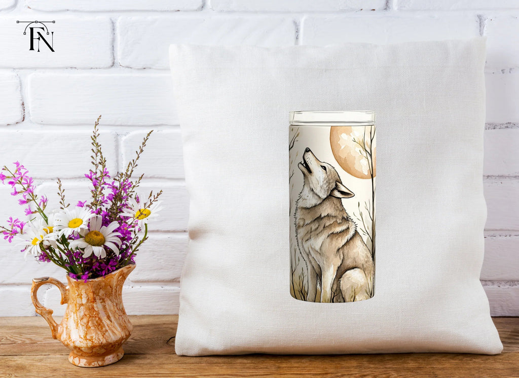 Autumn Wolf Howling at Moon Tumbler Clipart Bundle