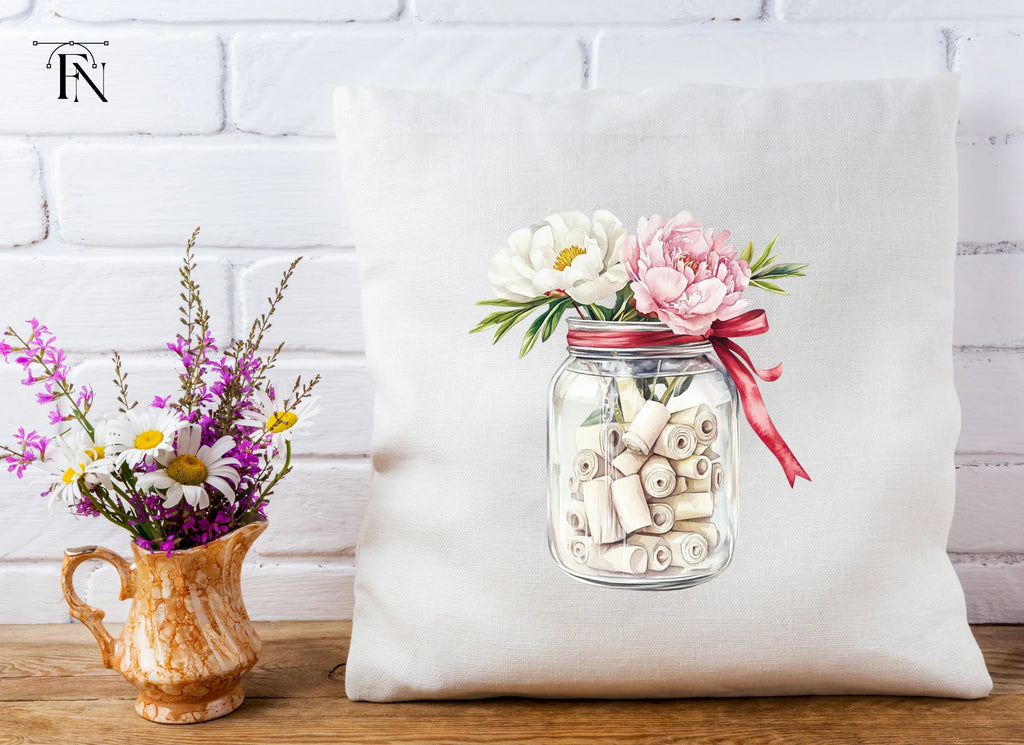 Peony and Message Jar Clipart Bundle