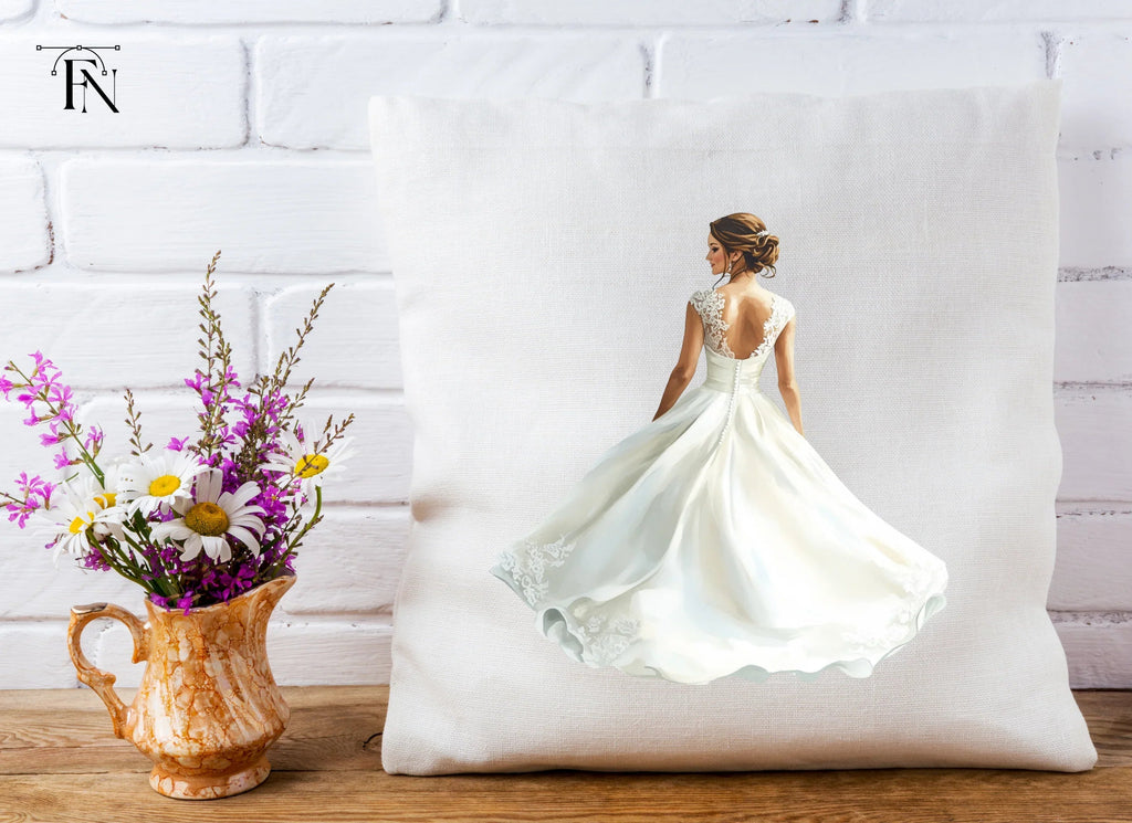 Elegant Wedding Dress Back View Clipart Bundle