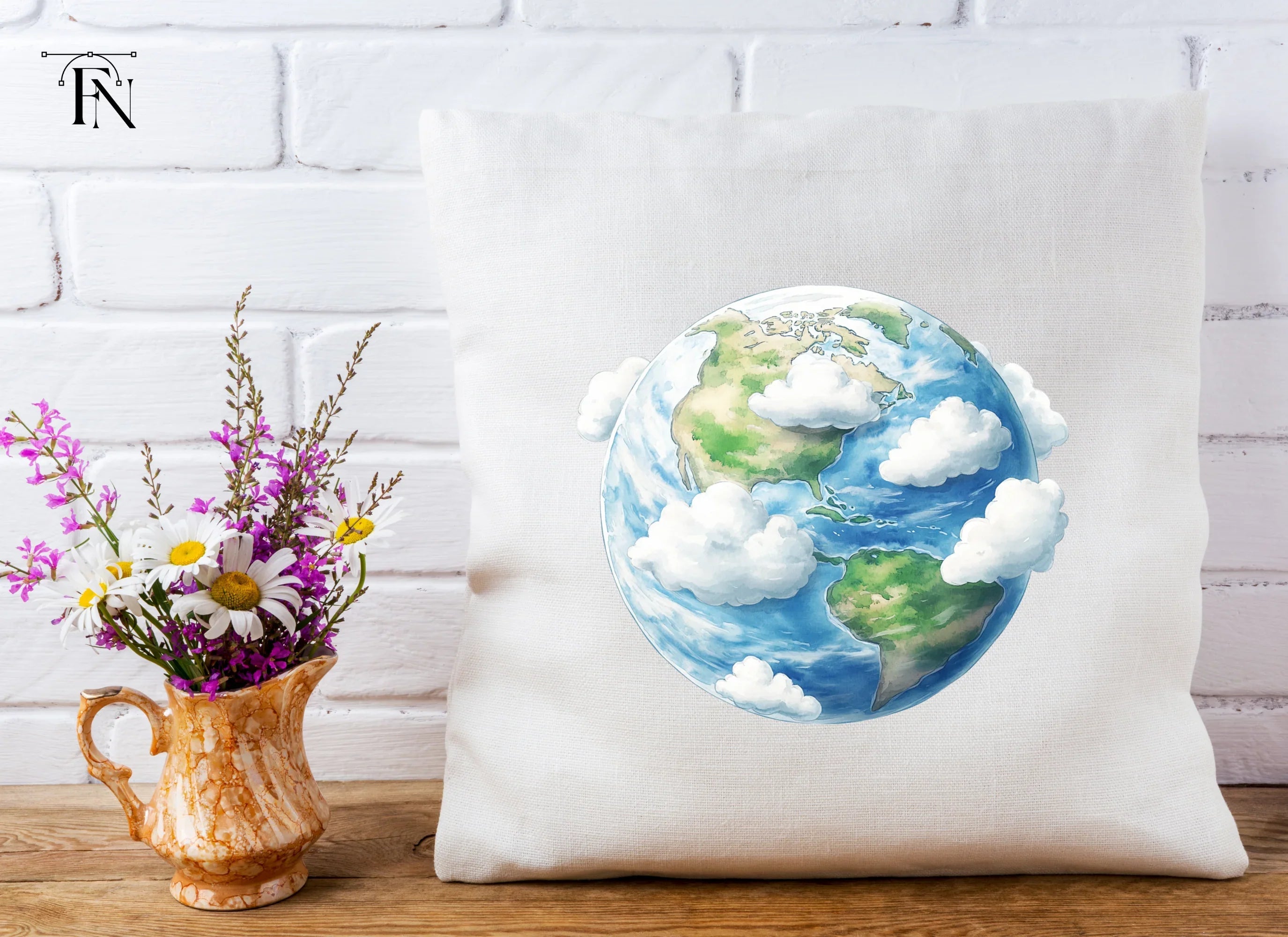 Realistic Earth with Clouds Clipart Bundle