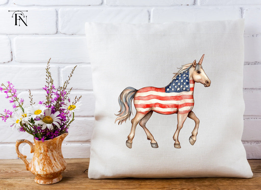 Unicorn with American Flag Clipart Bundle