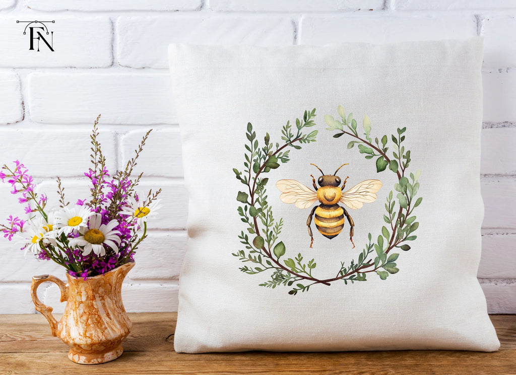 Two Bees in Botanical Wreaths Clipart Bundle