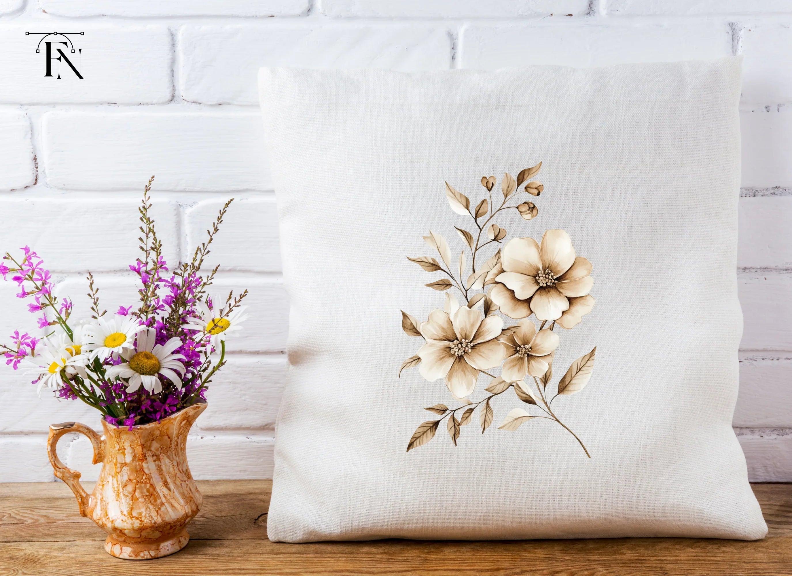 Elegant Sepia Floral Clipart Bundle