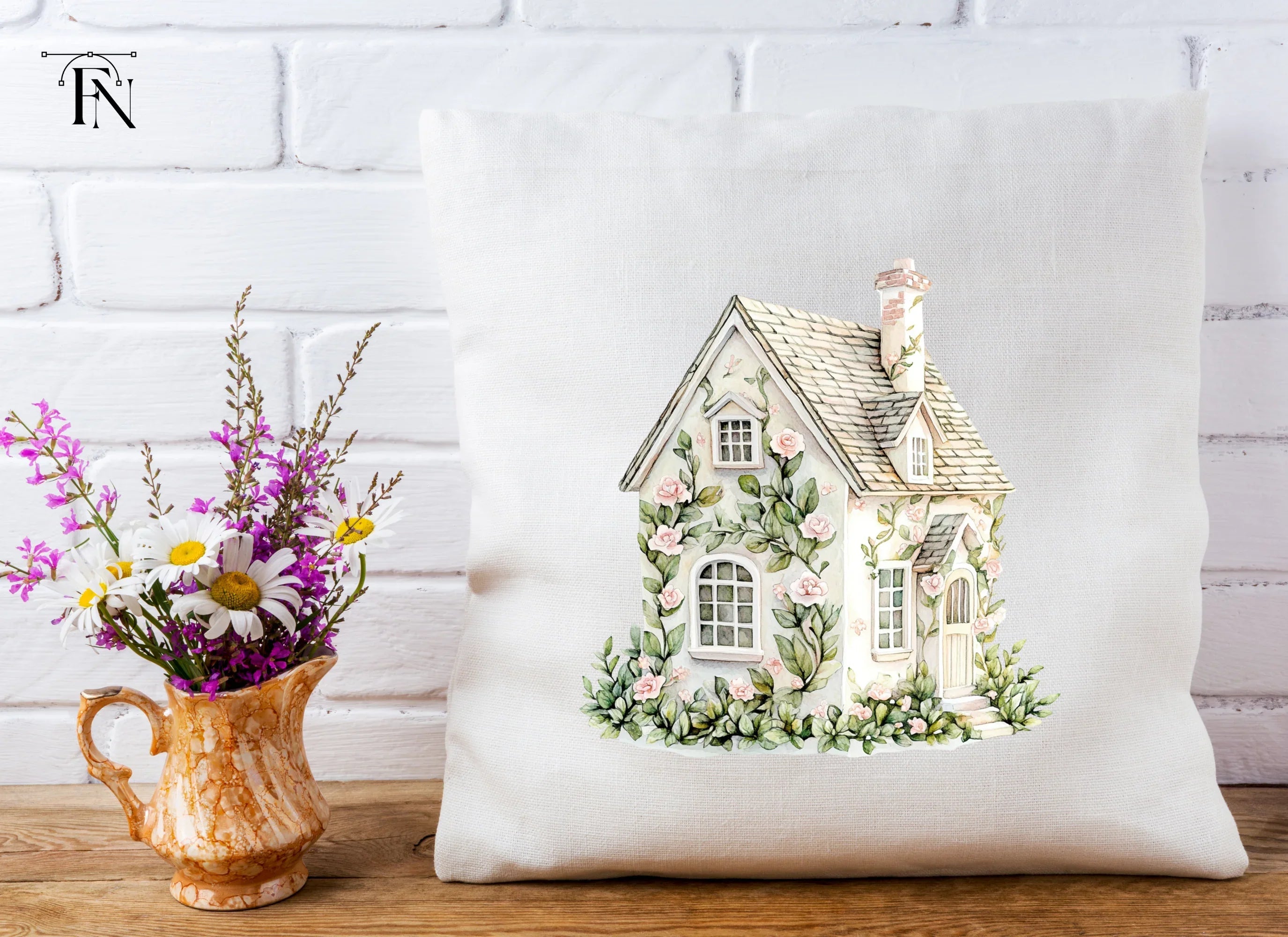 Charming Rose Covered Cottage Clipart Bundle