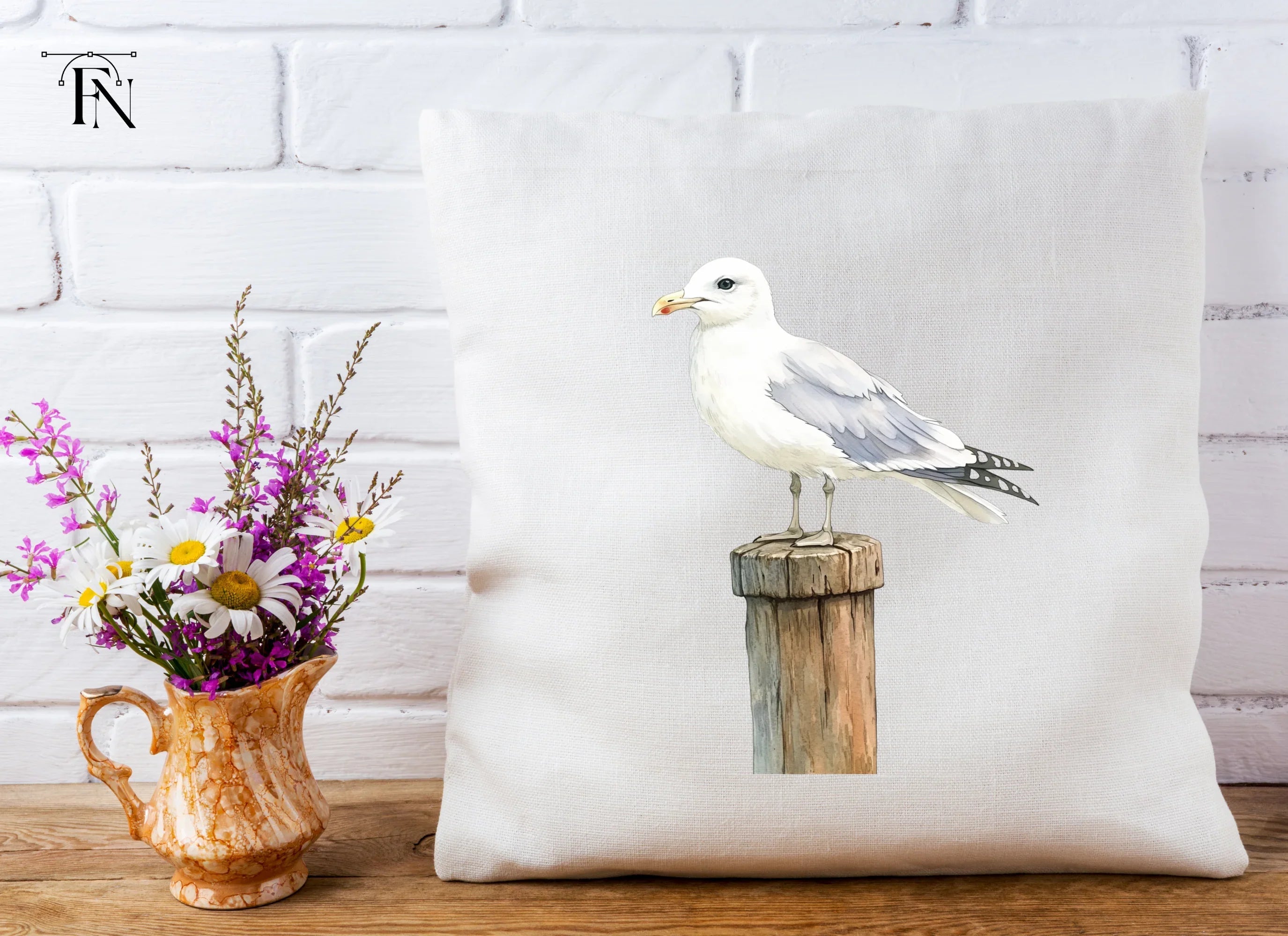 Seagull on Wooden Post Clipart Bundle