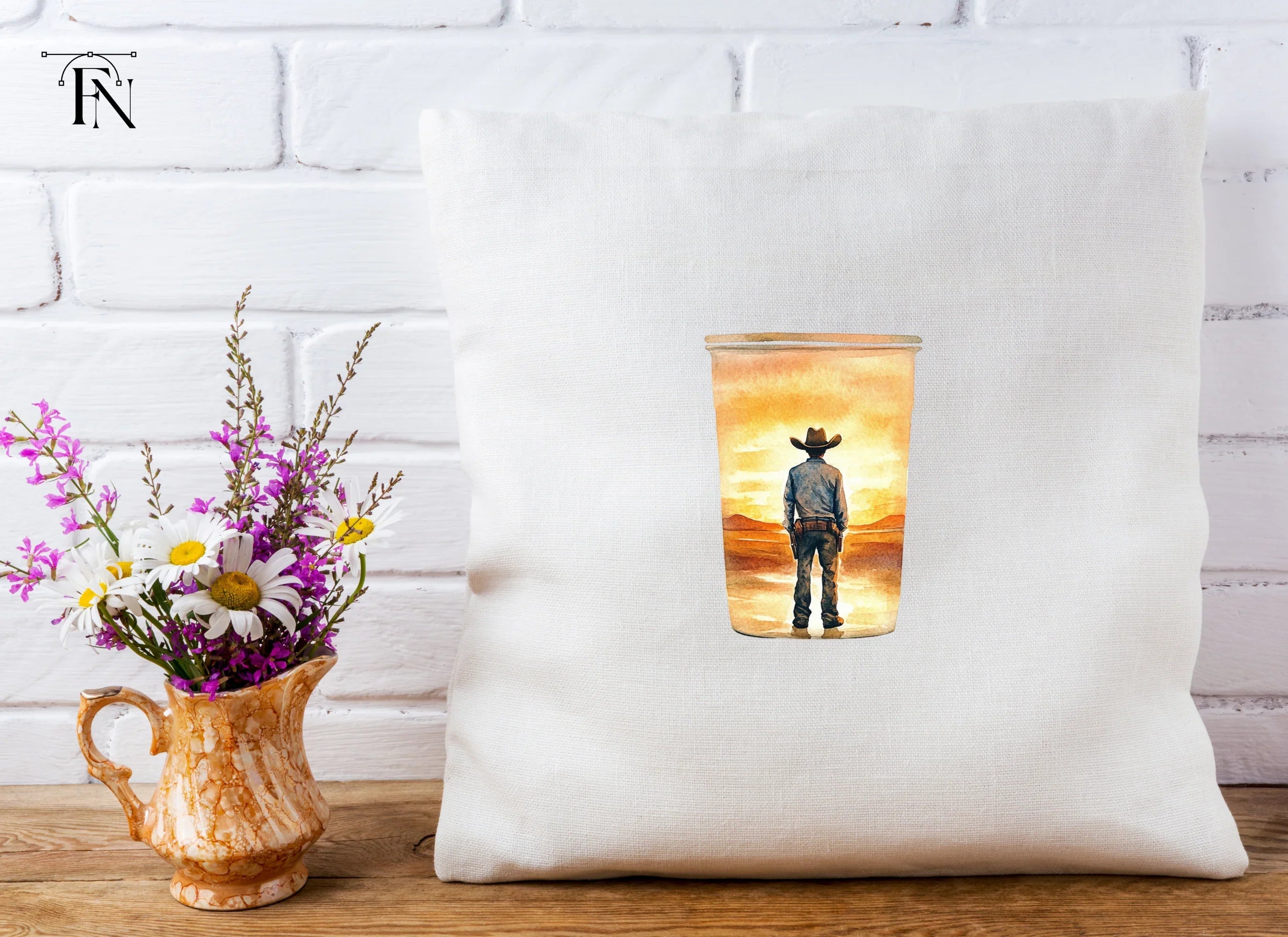 Lone Cowboy Sunset Tumbler Clipart Bundle