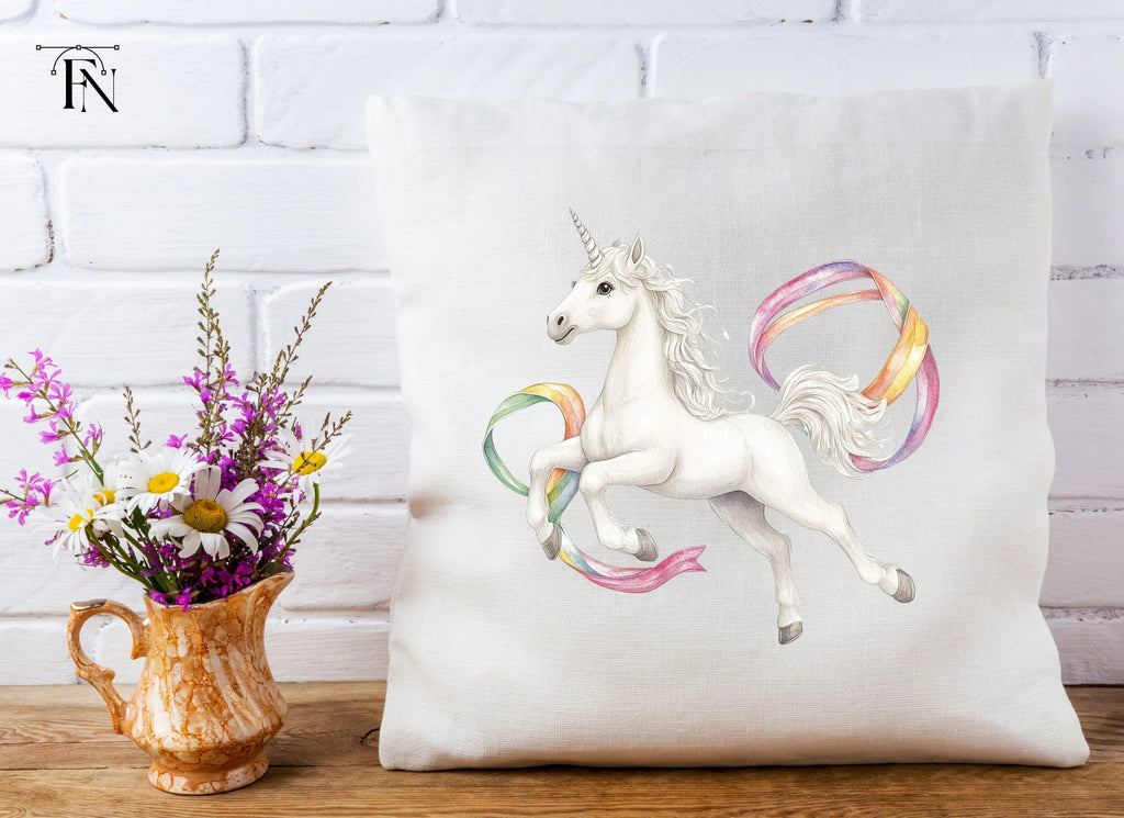 Majestic Unicorns with Rainbow Ribbons Clipart Bundle