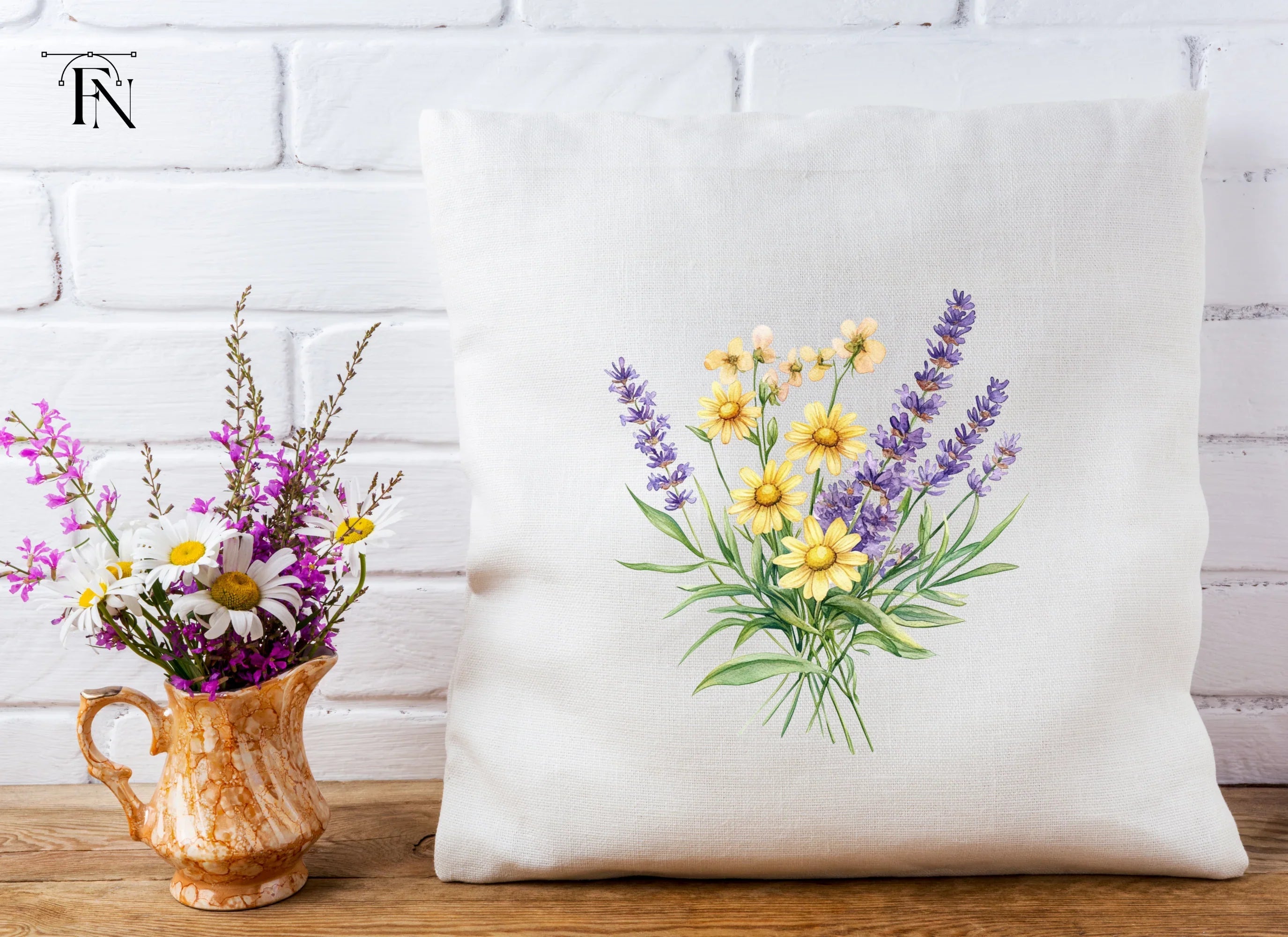 Lavender and Daisy Bouquets Clipart Bundle