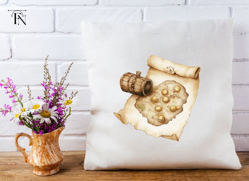 Pirate Treasure Map and Barrel Clipart Bundle
