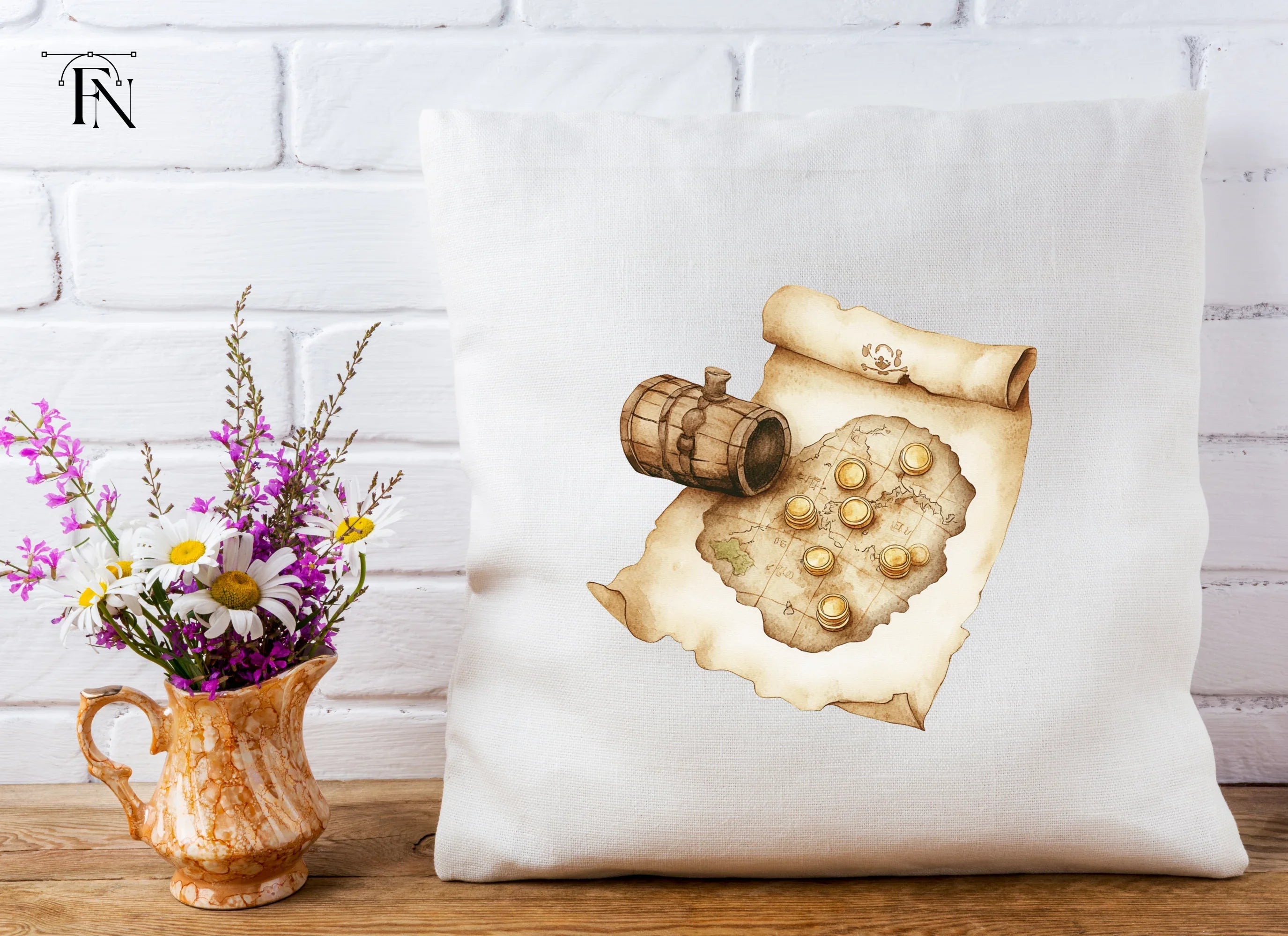 Pirate Treasure Map and Barrel Clipart Bundle