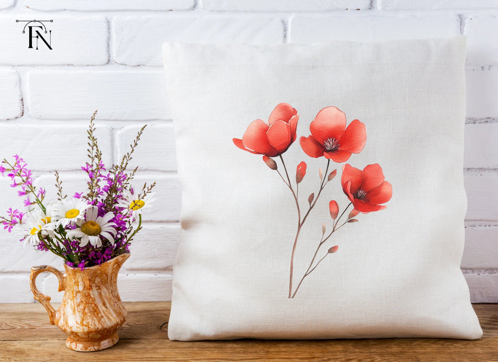 Delicate Red Flowers Clipart Bundle