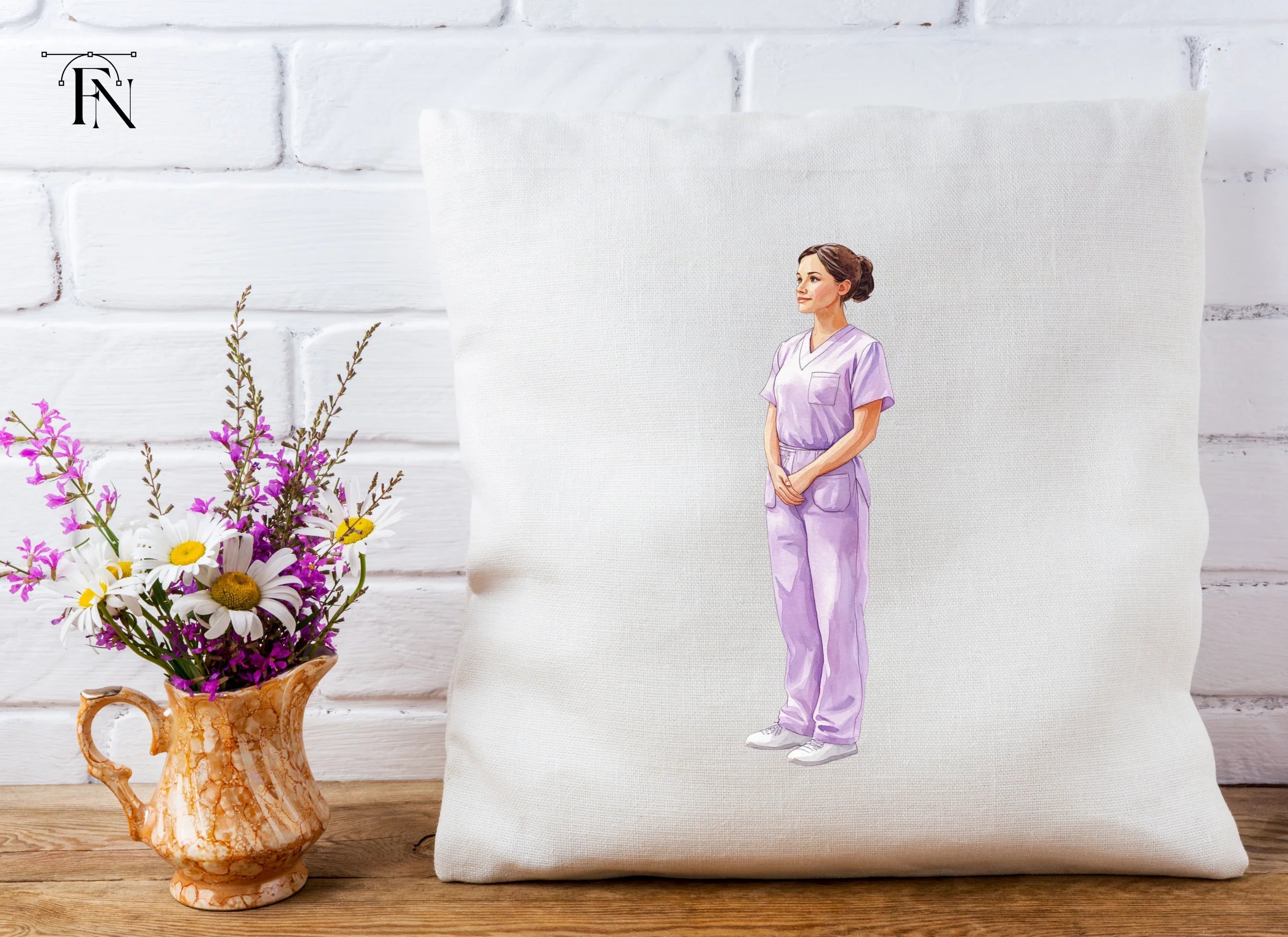 Nurses in Purple Scrubs Clipart Bundle