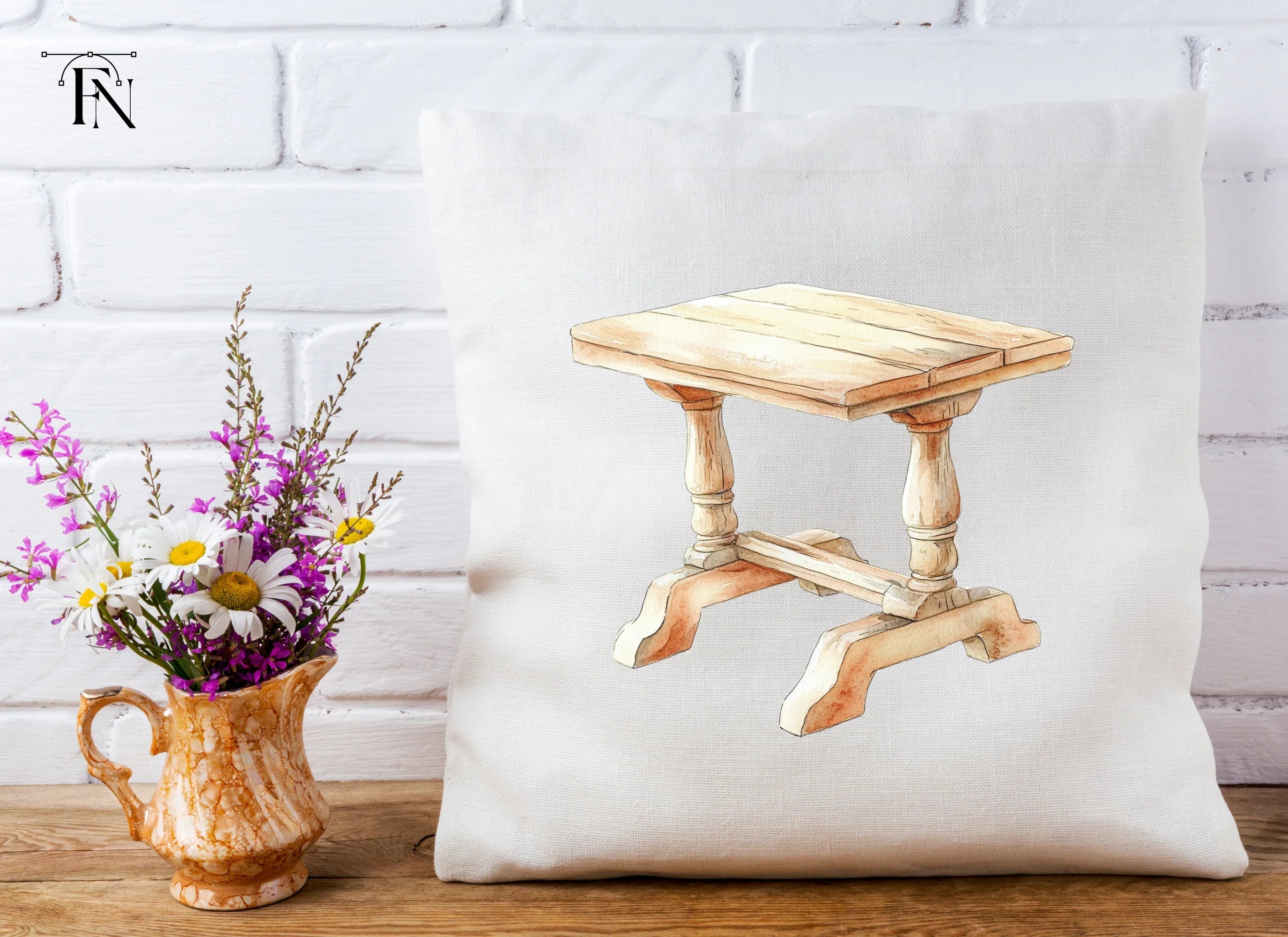Rustic Wooden Tables Clipart Bundle