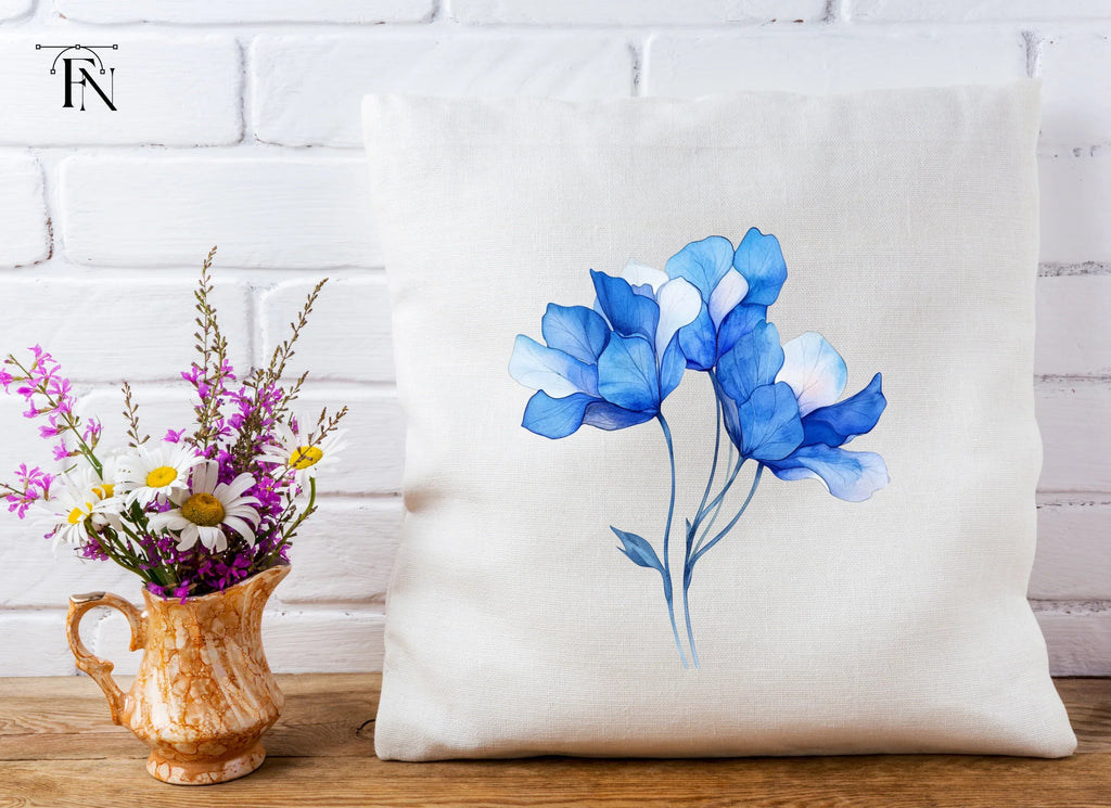 Elegant Blue Flowers Clipart Bundle