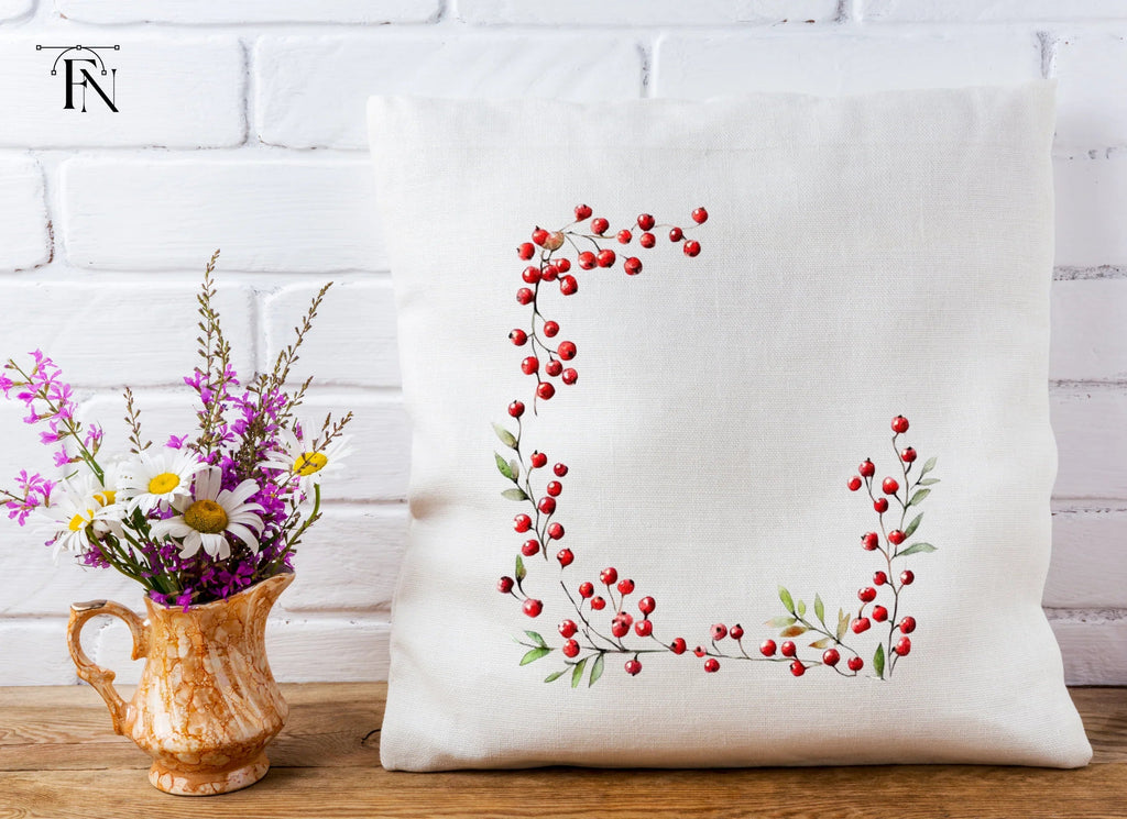 Red Berry Leaf Frames Clipart Bundle