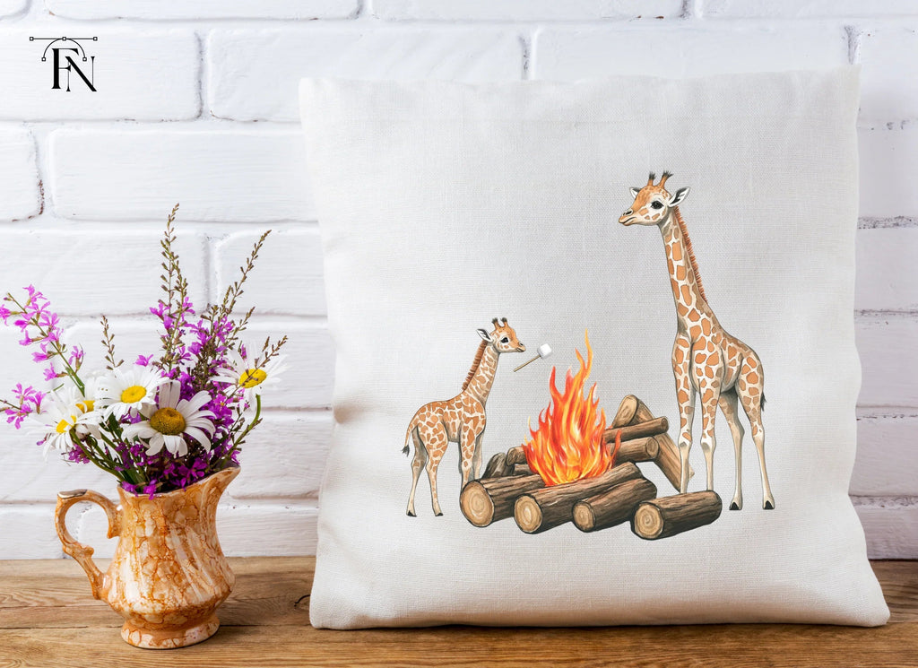 Giraffes Camping Bonfire Clipart Bundle