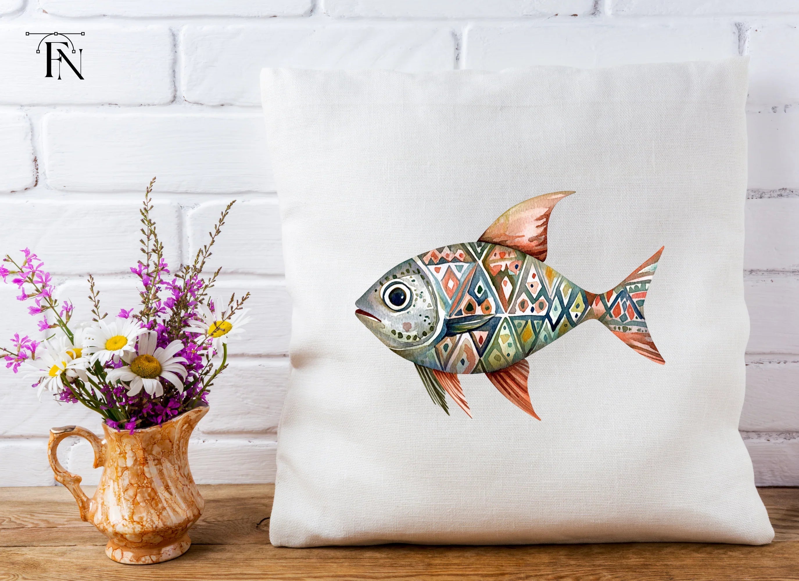 Geometric Patterned Fish Clipart Bundle