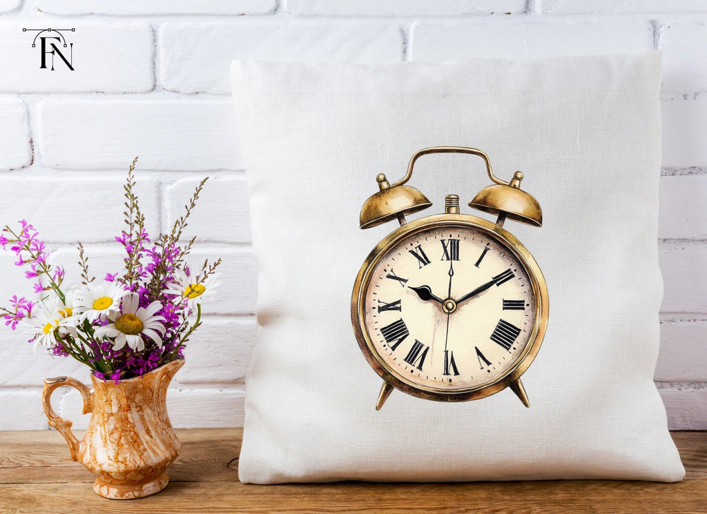 Vintage Gold Alarm Clock Clipart Bundle