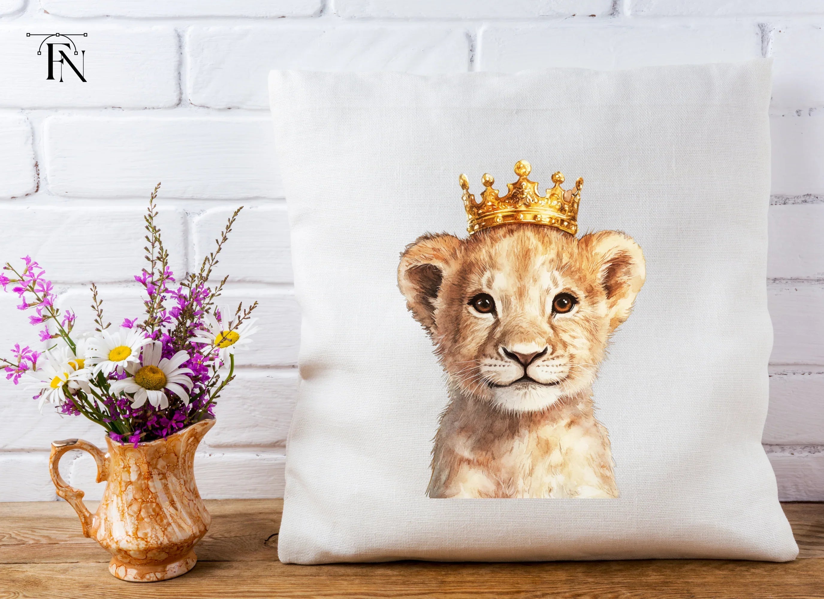 Adorable Lion Cub with Crown Clipart Bundle
