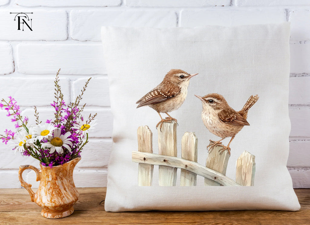 Charming Wren Birds on Fence Clipart Bundle