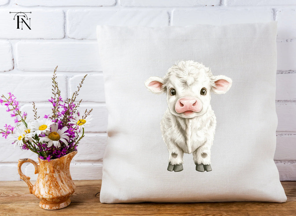 Adorable White Baby Calf Clipart Bundle