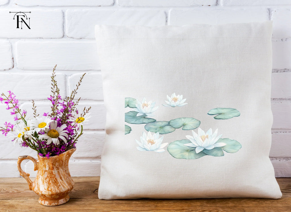 White Water Lilies and Pads Clipart Bundle