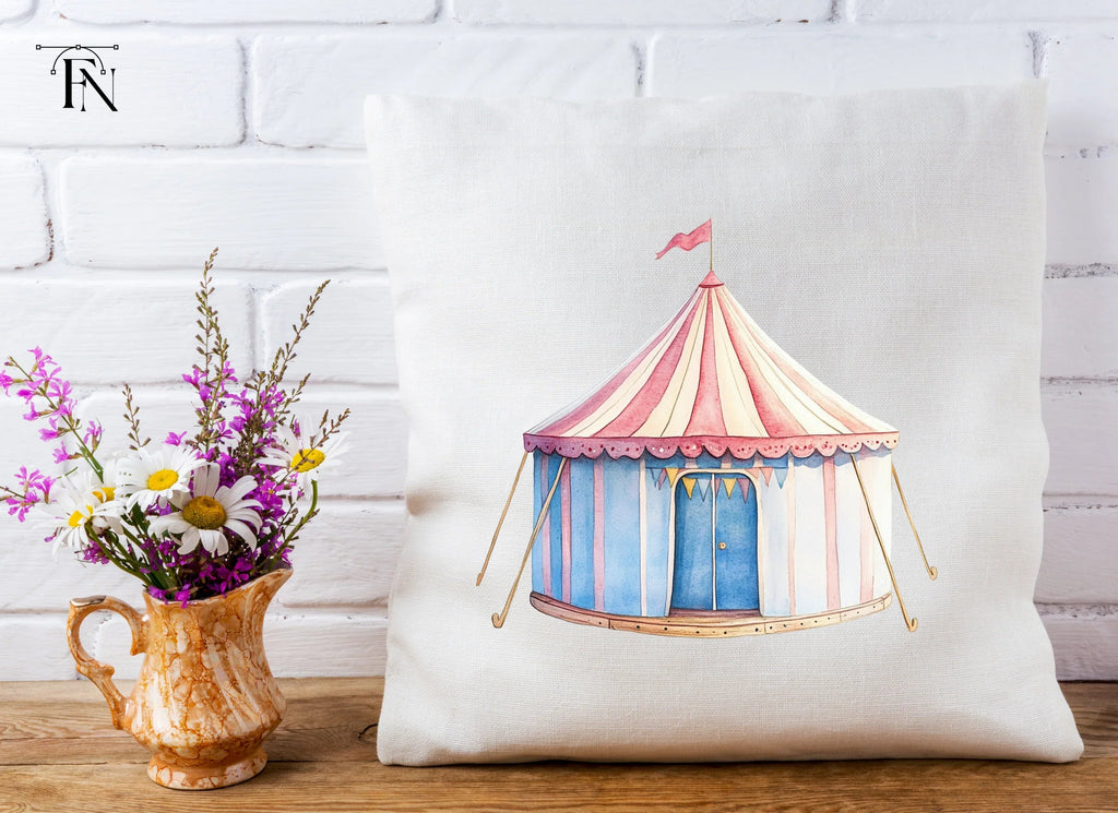 Blue and Pink Circus Tent Clipart Bundle