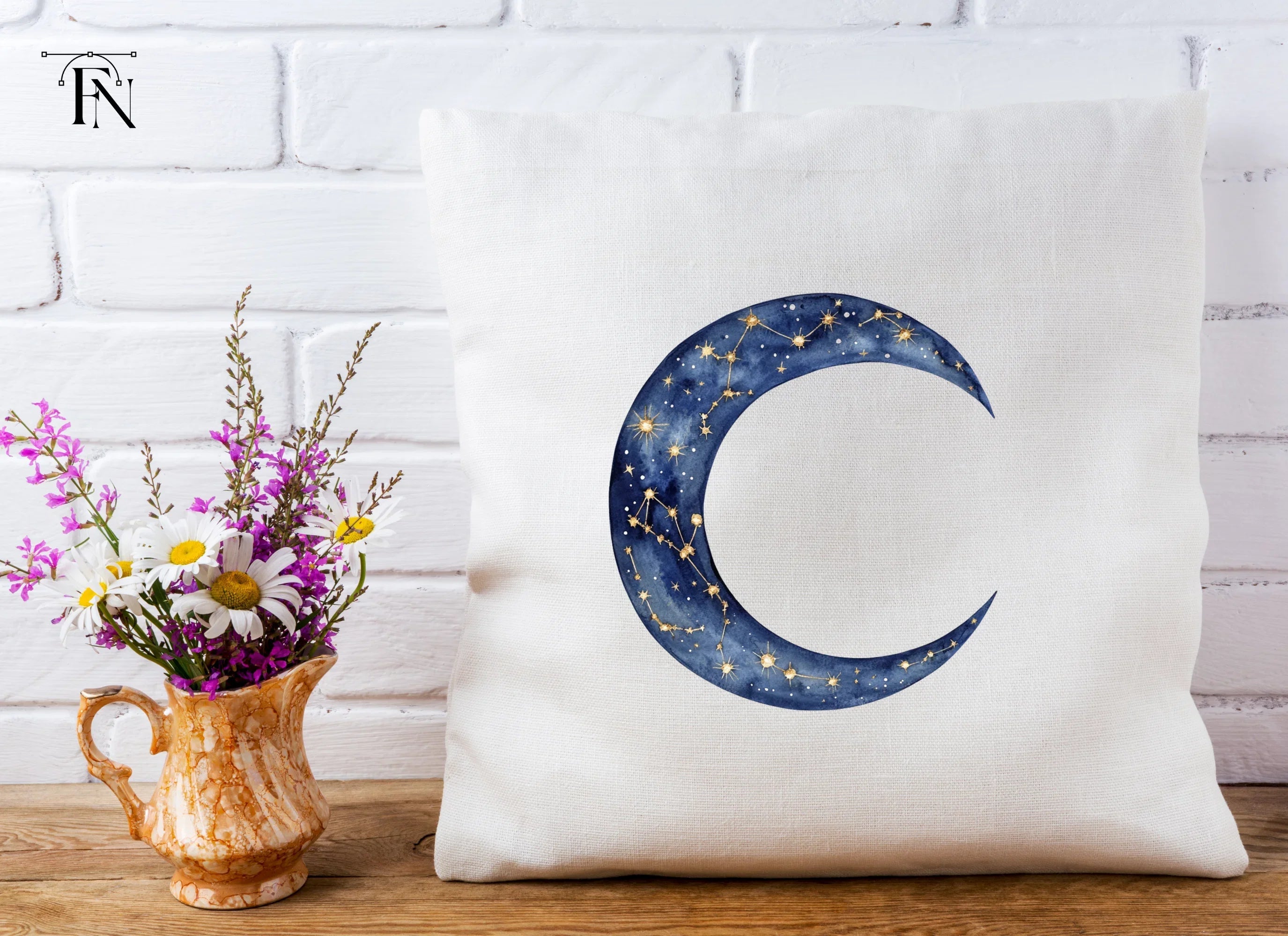 Mystical Blue Moon Constellation Clipart Bundle